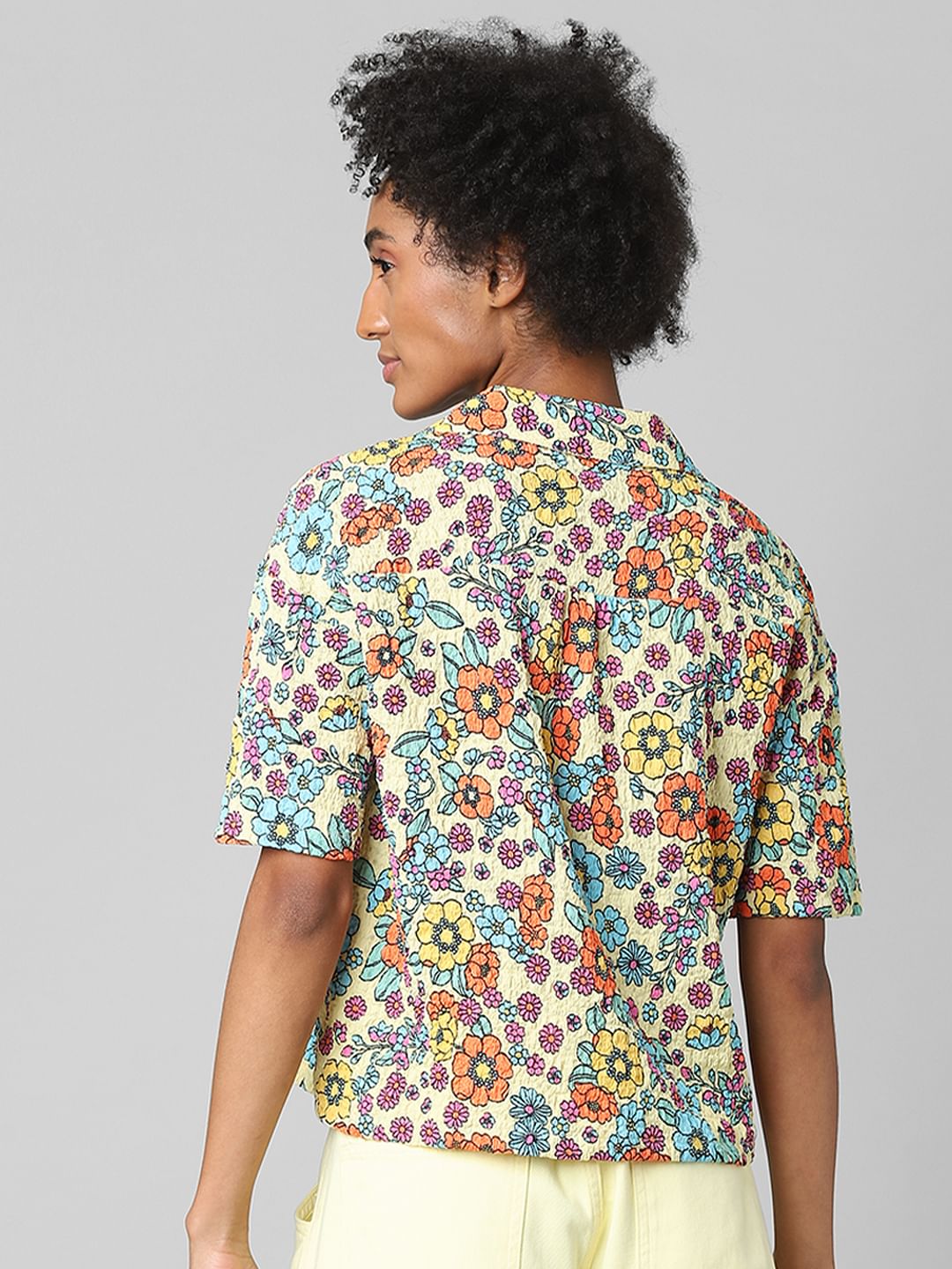 White Floral Print Resort Shirt