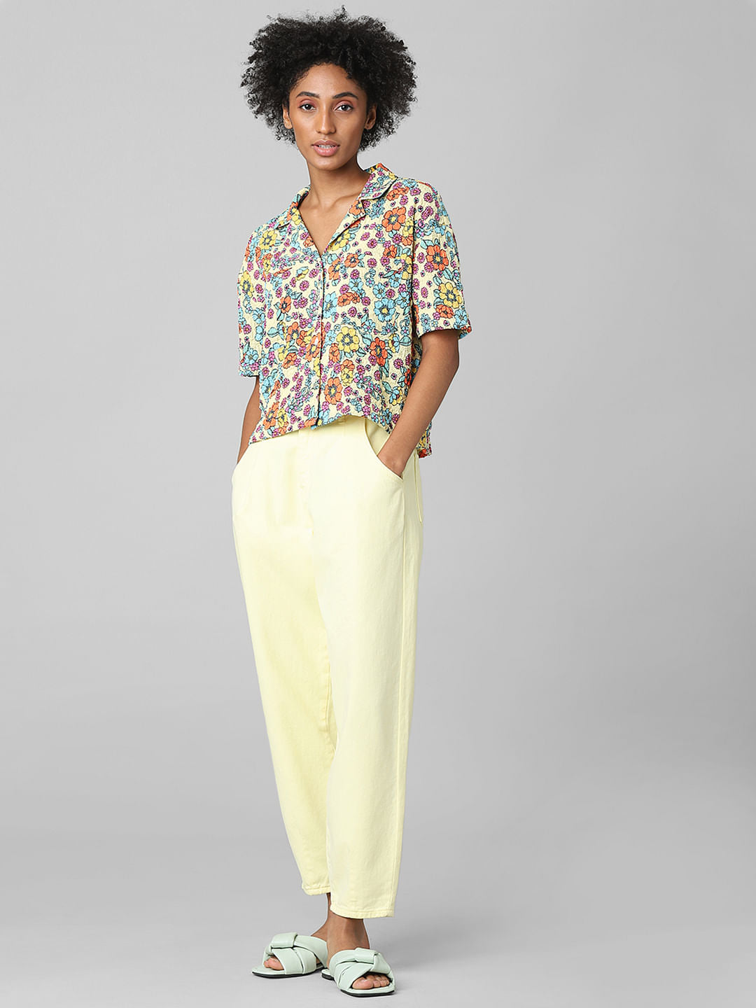 White Floral Print Resort Shirt