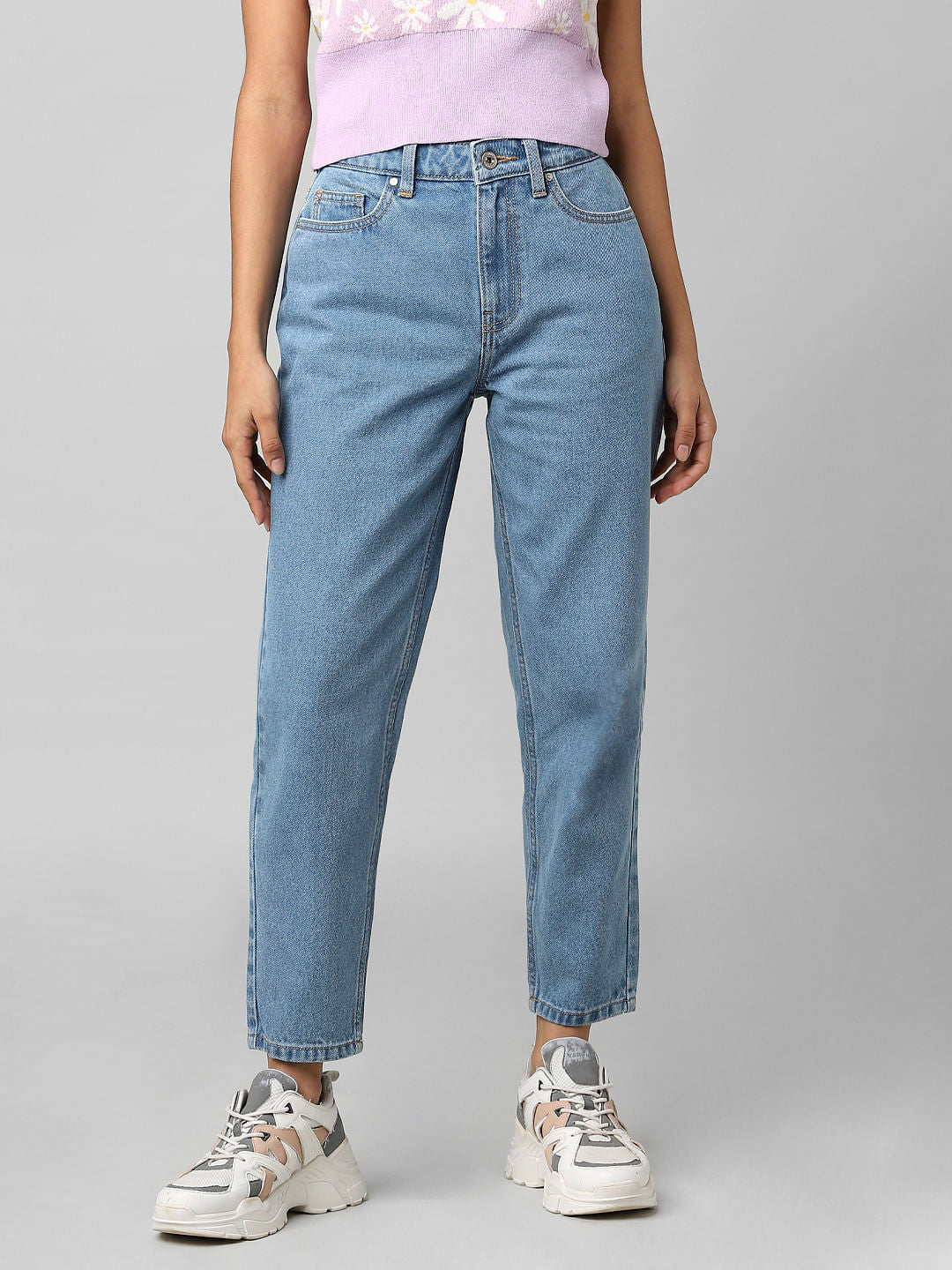 Blue High Rise Mom Jeans