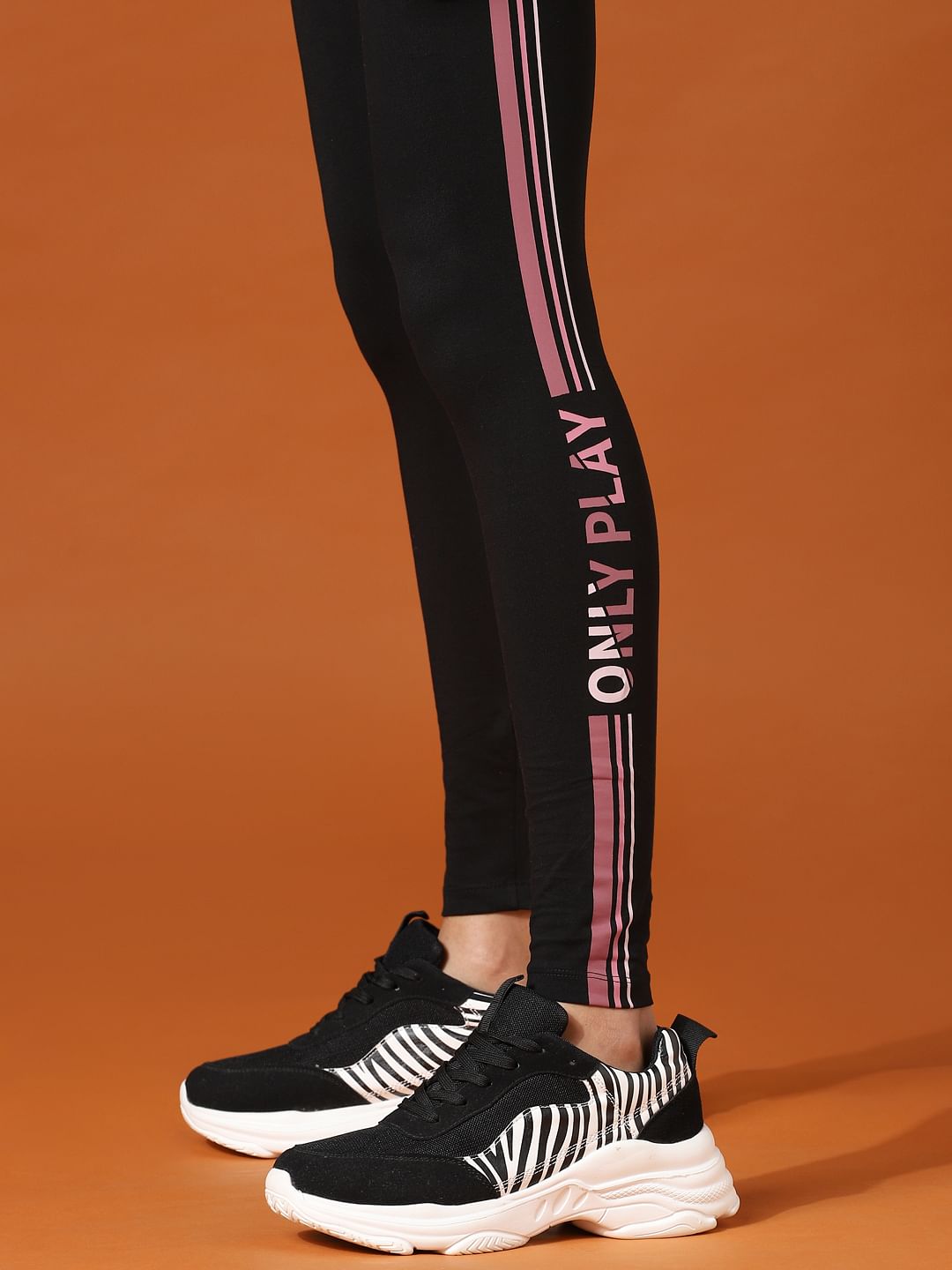 Play Black High Rise Logo Print Leggings