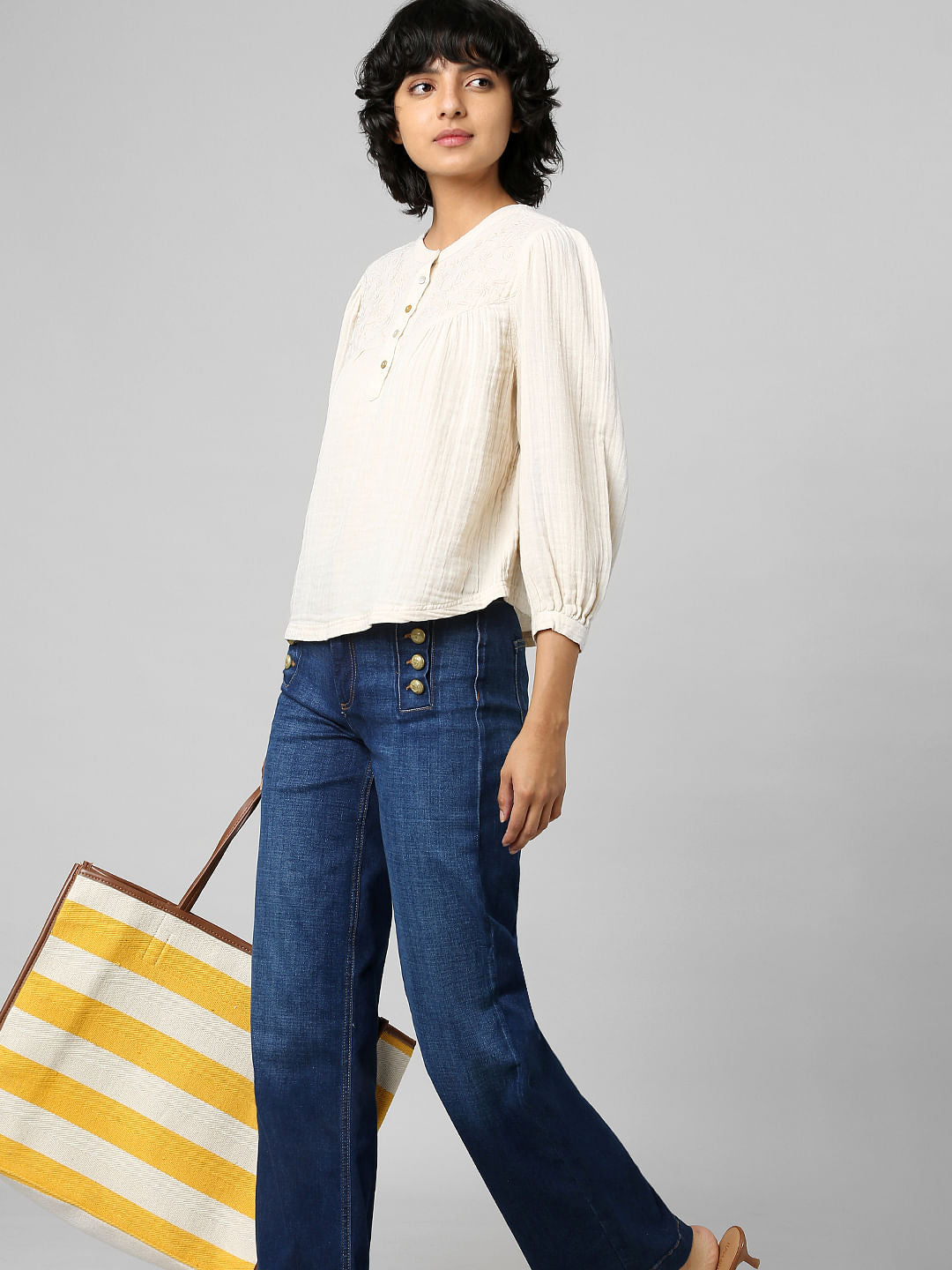 Beige Embroidered Top