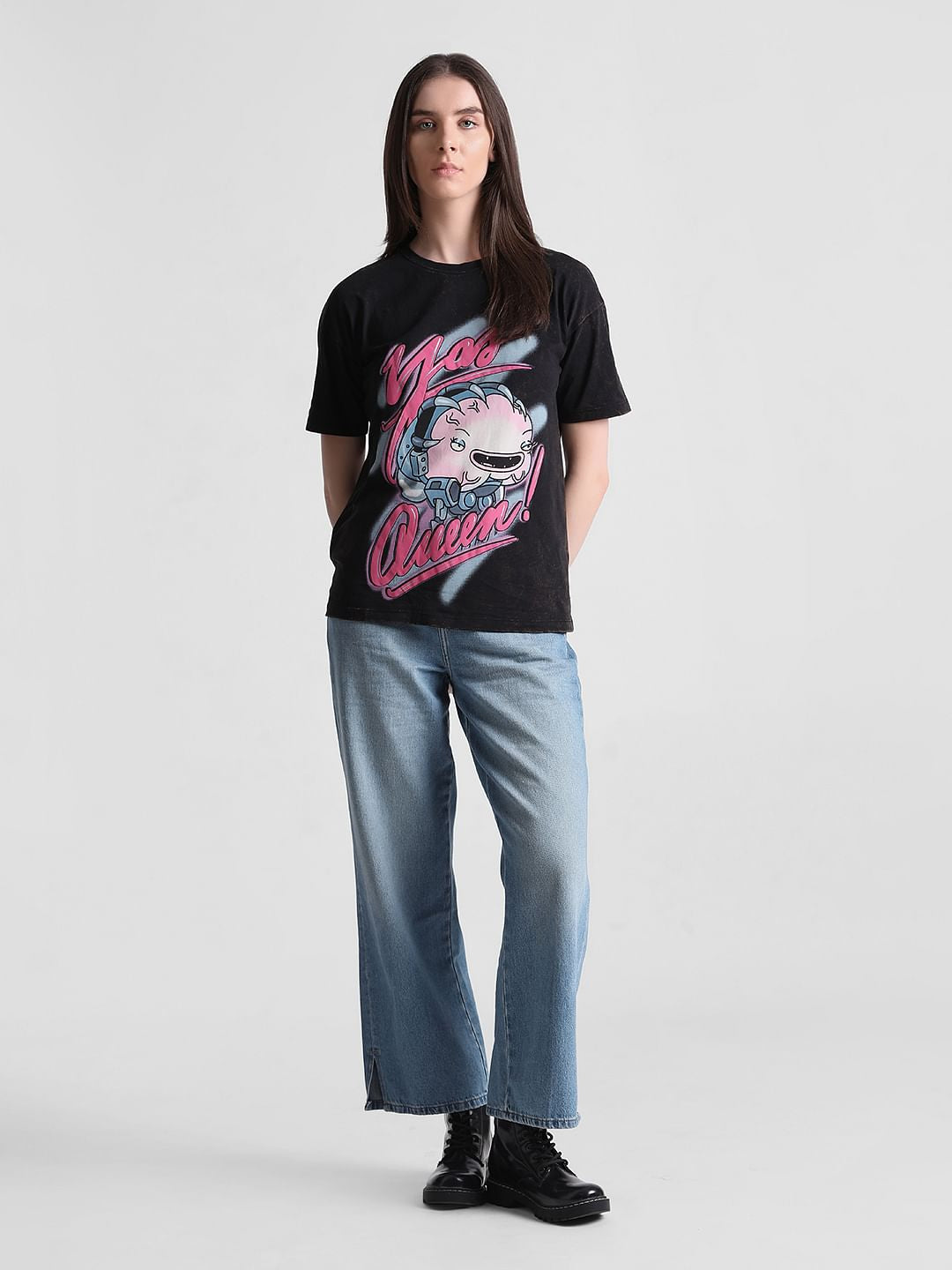 Only X Rick And Morty Black Graphic Print T-Shirt