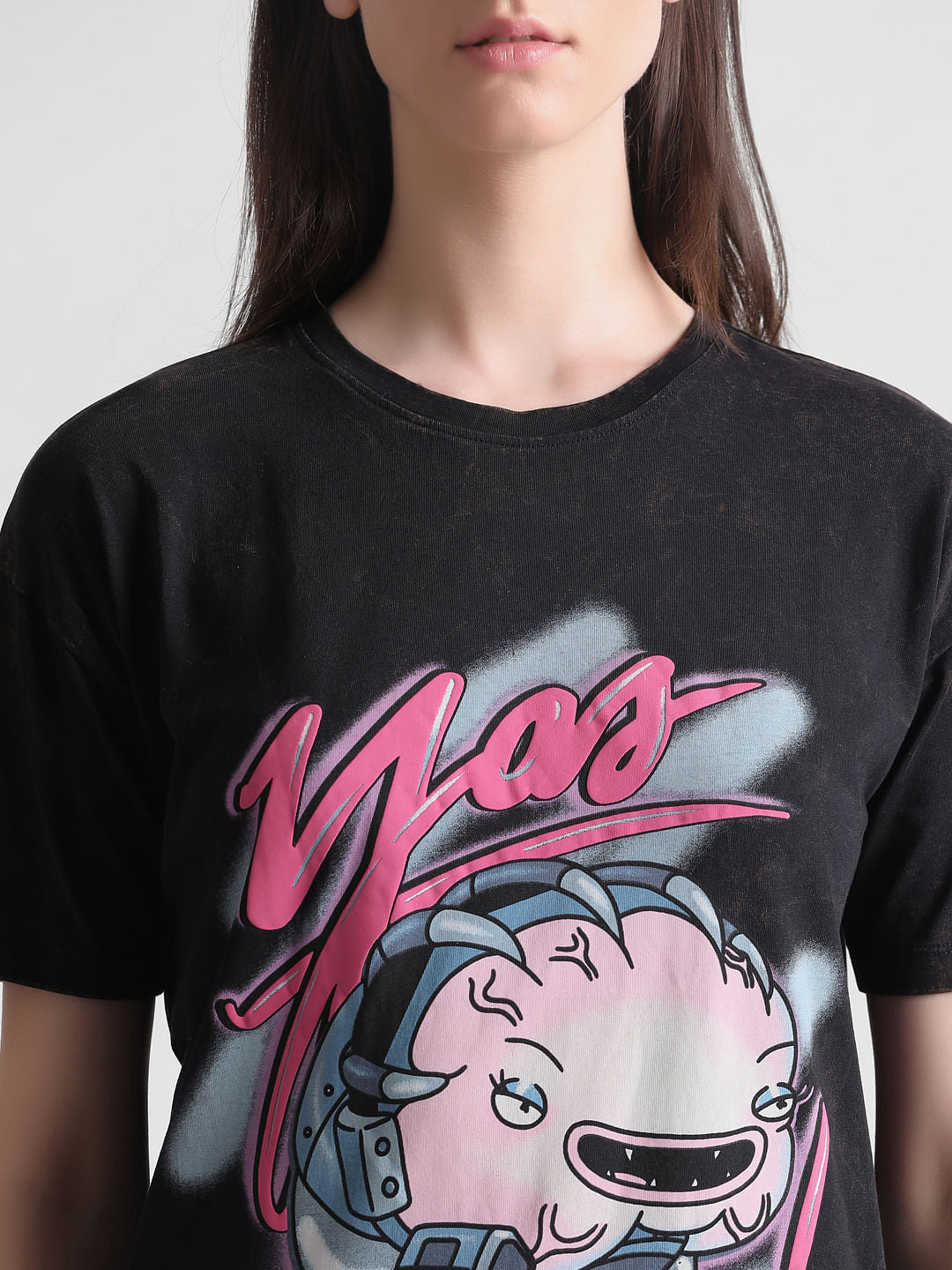 Only X Rick And Morty Black Graphic Print T-Shirt