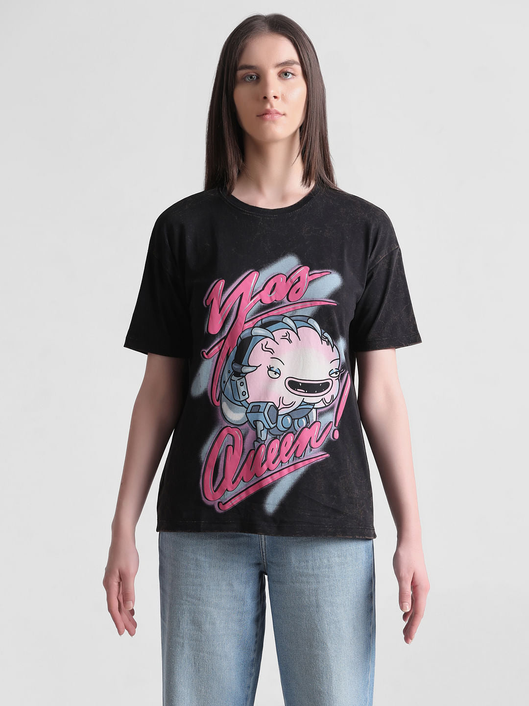 Only X Rick And Morty Black Graphic Print T-Shirt