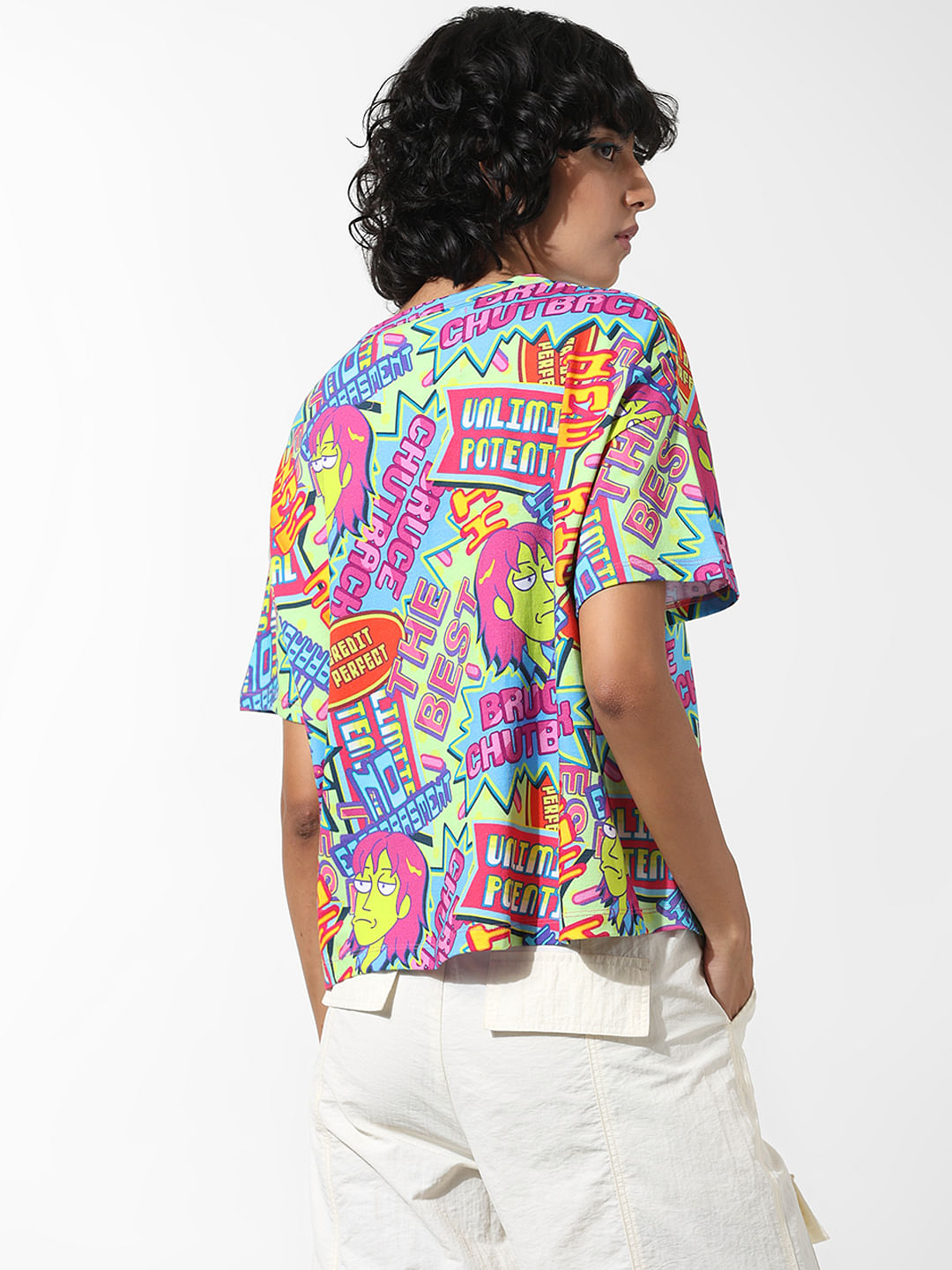 Only X Rick And Morty Pink Graphic Print T-Shirt