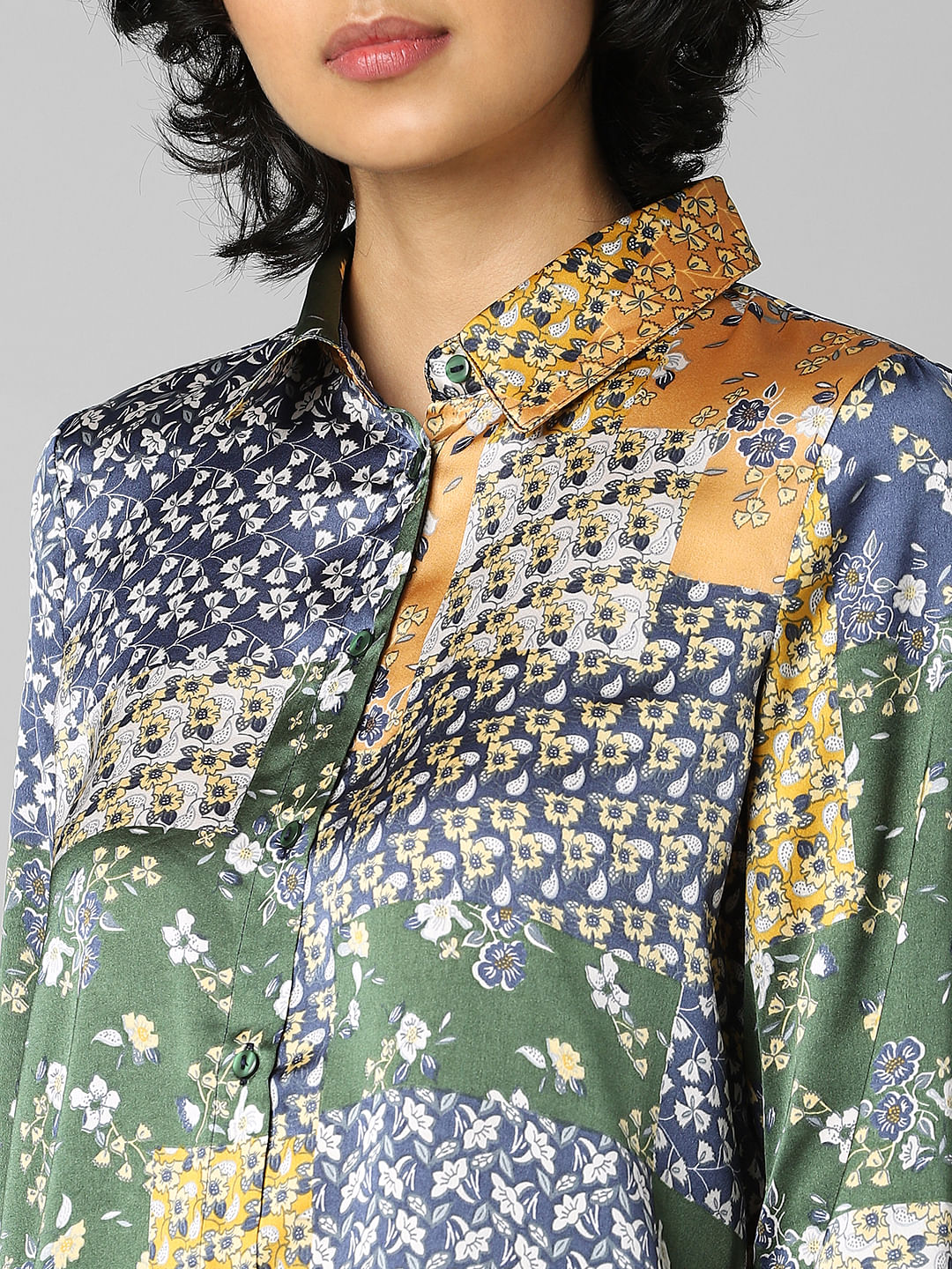 Multi-Colour Printed Satin Shirt