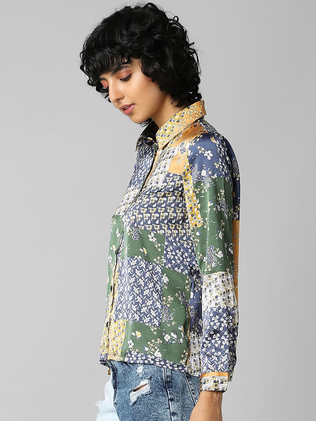 Multi-Colour Printed Satin Shirt