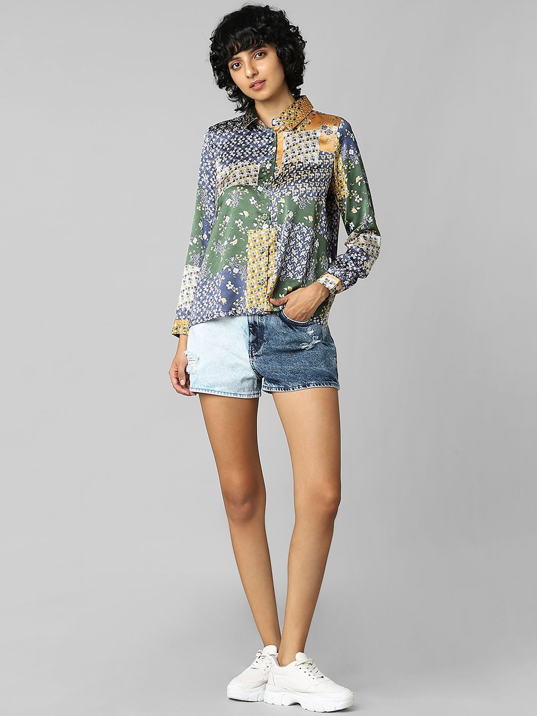 Multi-Colour Printed Satin Shirt
