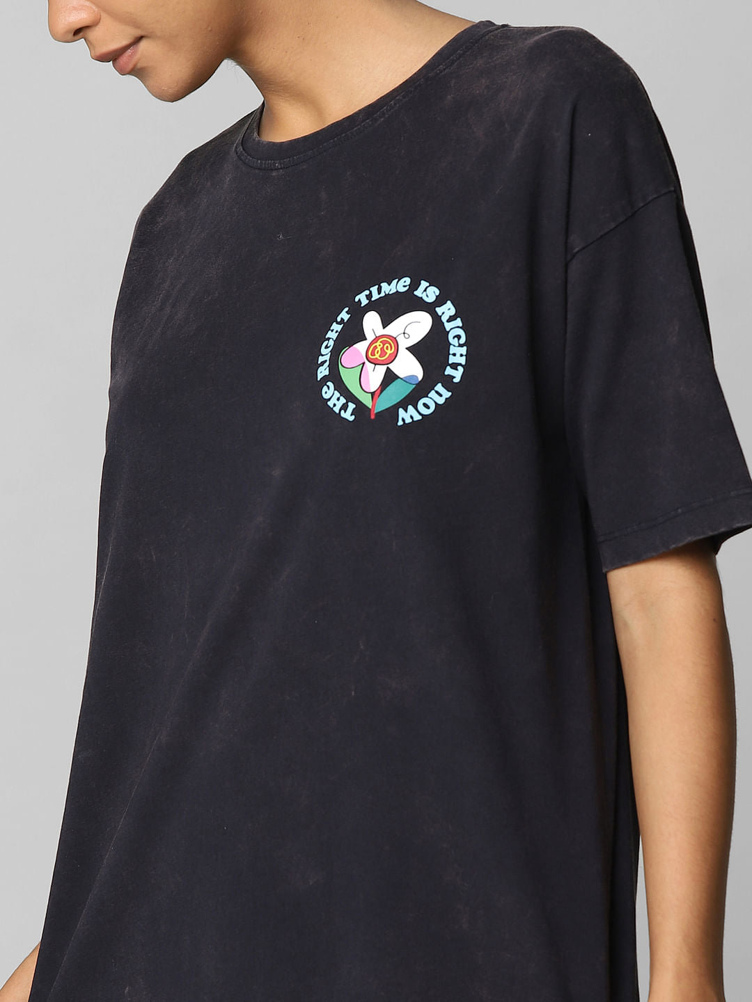 Black Washed Graphic Print T-Shirt