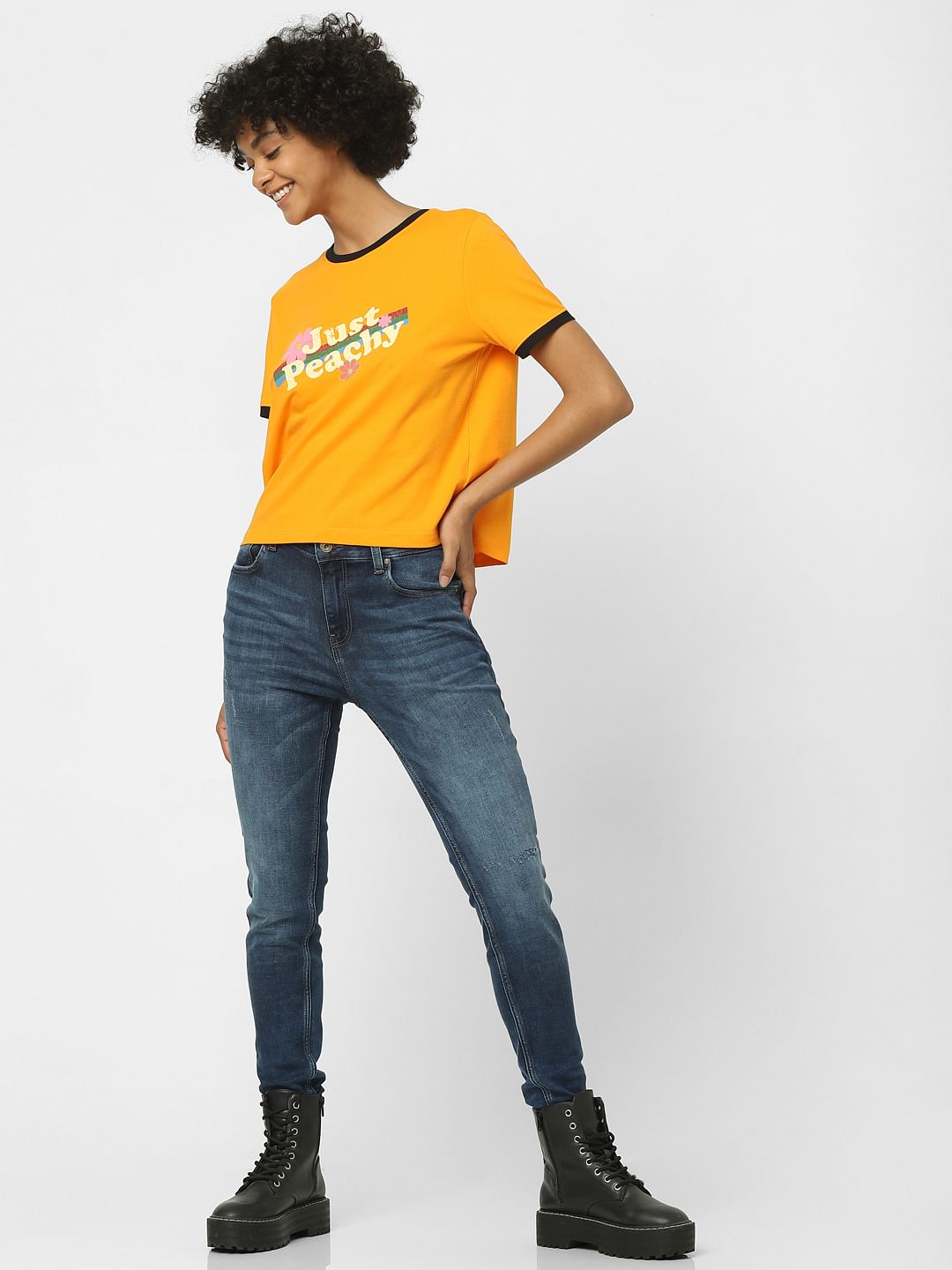 Orange Graphic Print T-Shirt