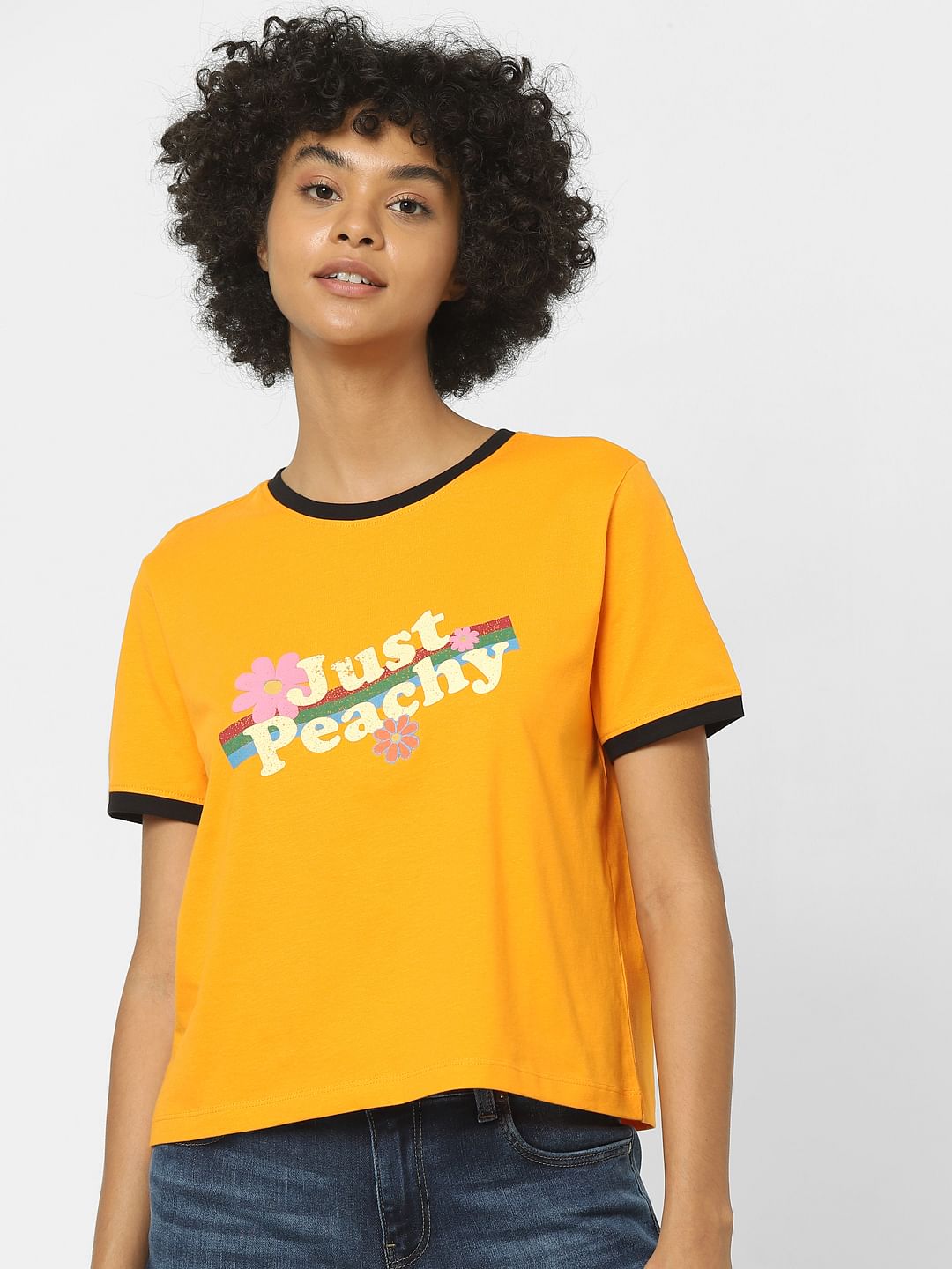 Orange Graphic Print T-Shirt