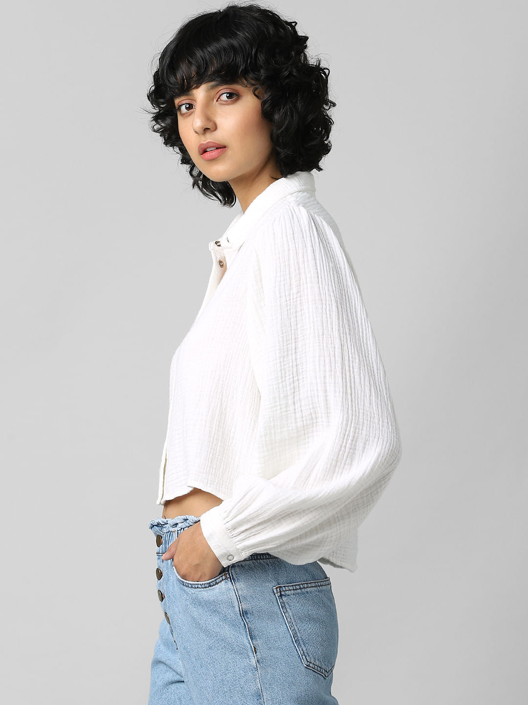 White Puff Sleeves Shirt
