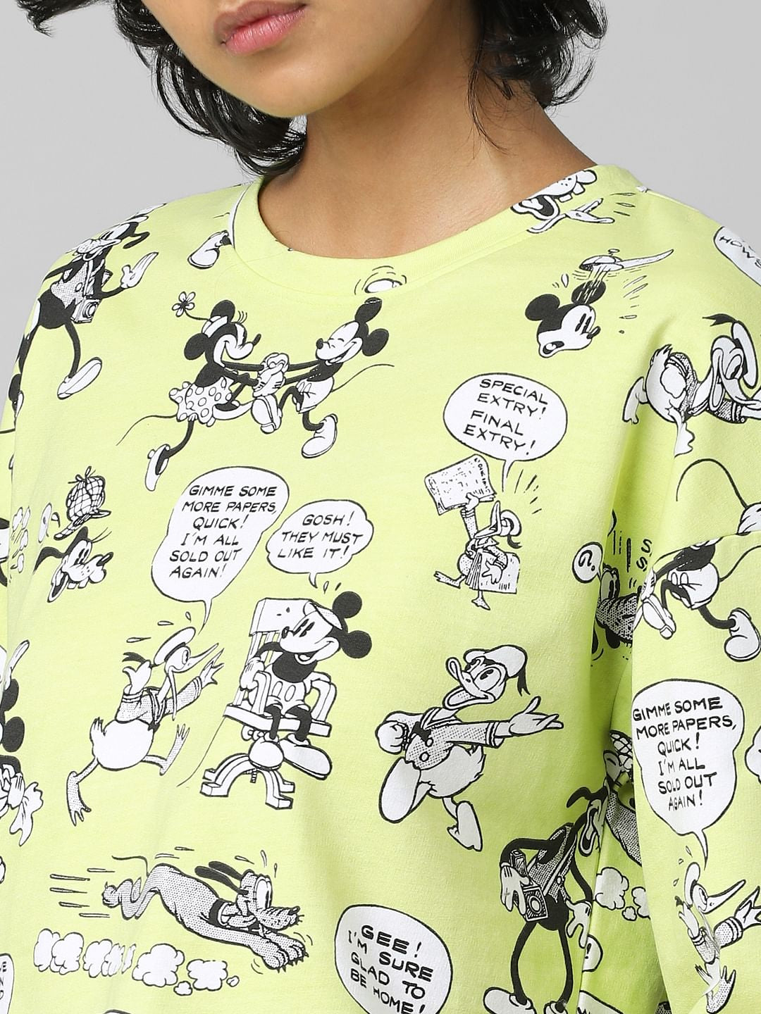 Only X Disney Green Mickey Boxy Print T-Shirt