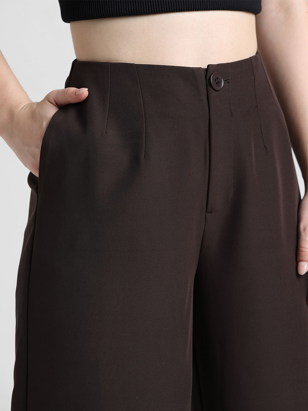Brown High Rise Tailored Pants