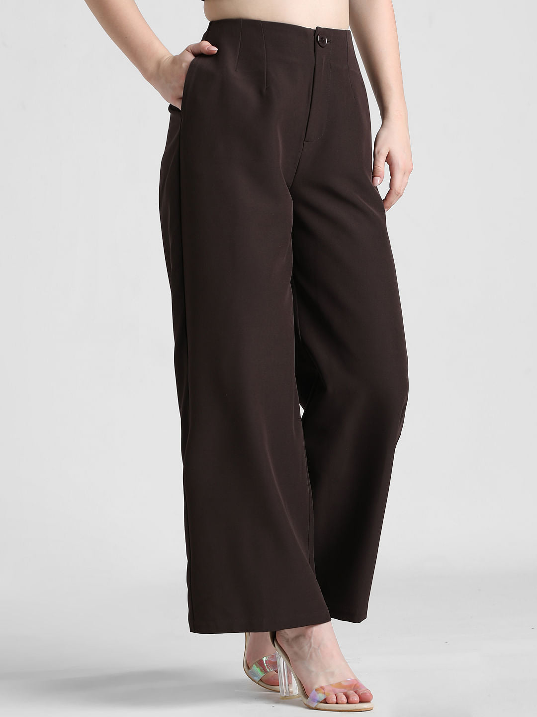 Brown High Rise Tailored Pants