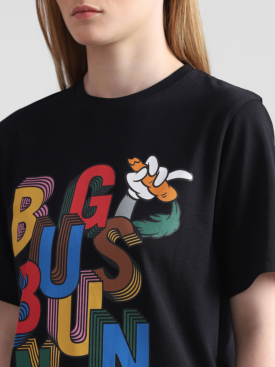 Only X Looney Tunes Black Printed T-Shirt