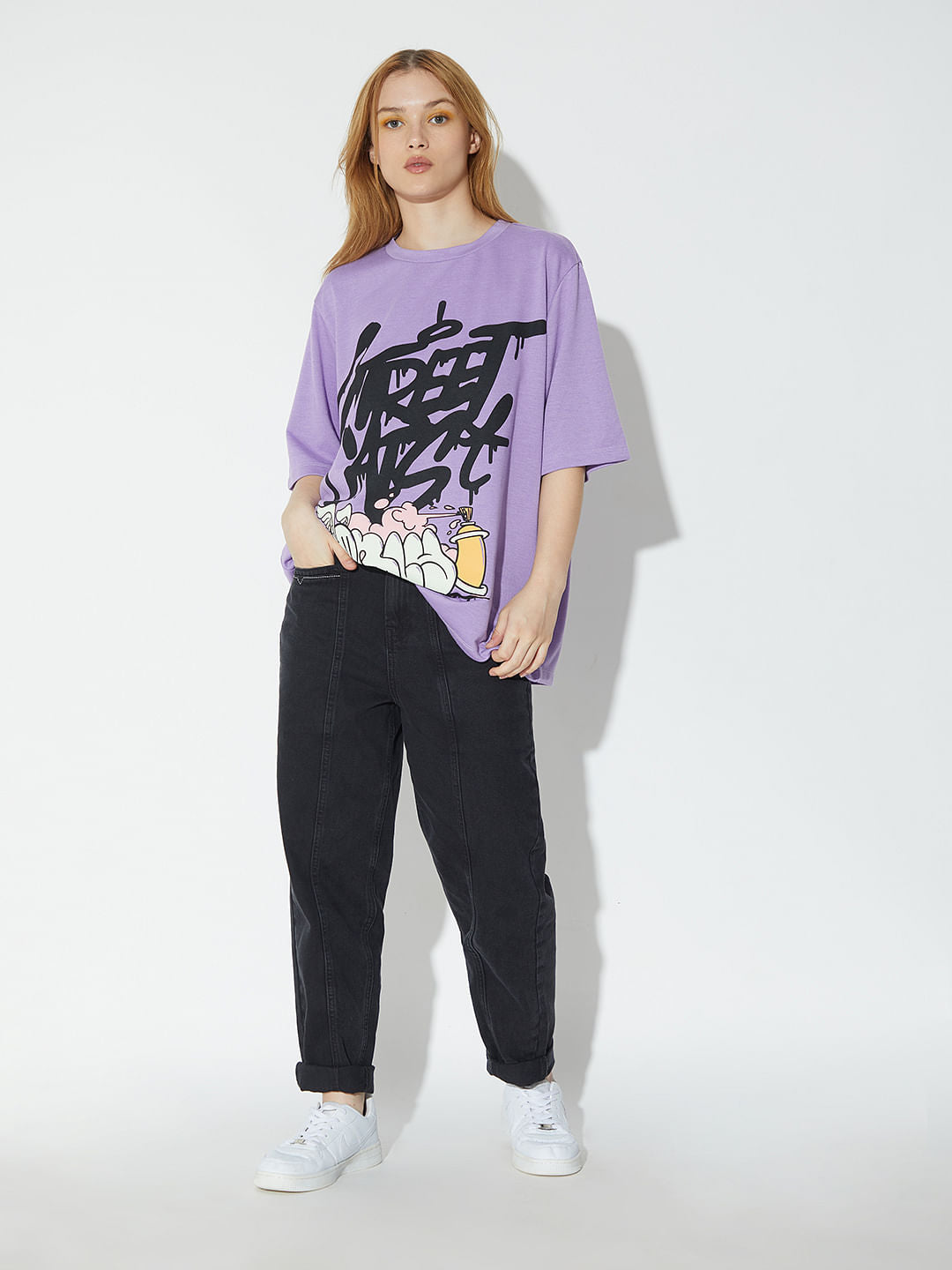 Only X Artverse Purple Graffiti Oversized Unisex T-Shirt