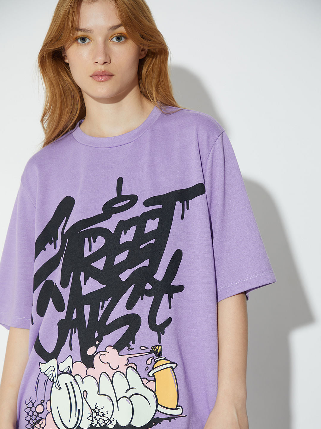 Only X Artverse Purple Graffiti Oversized Unisex T-Shirt