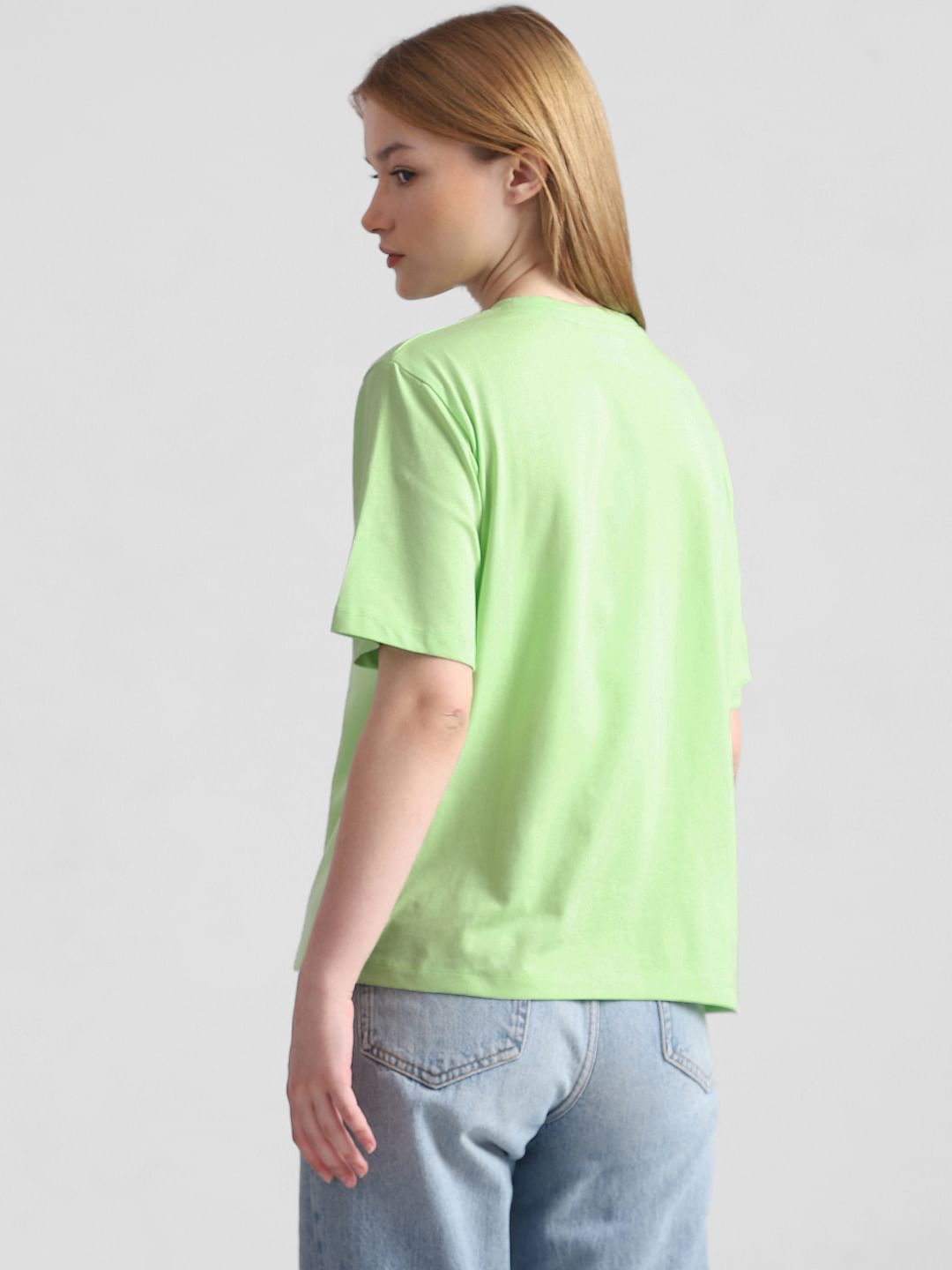 Only X Looney Tunes Fluorescent Green Printed T-Shirt