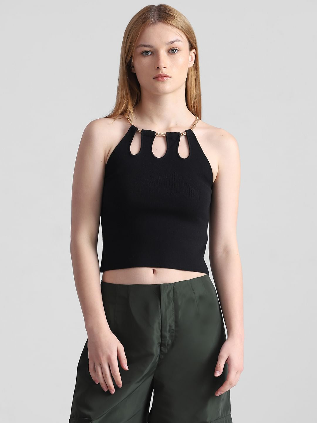 Black Chain Detail Tank Top