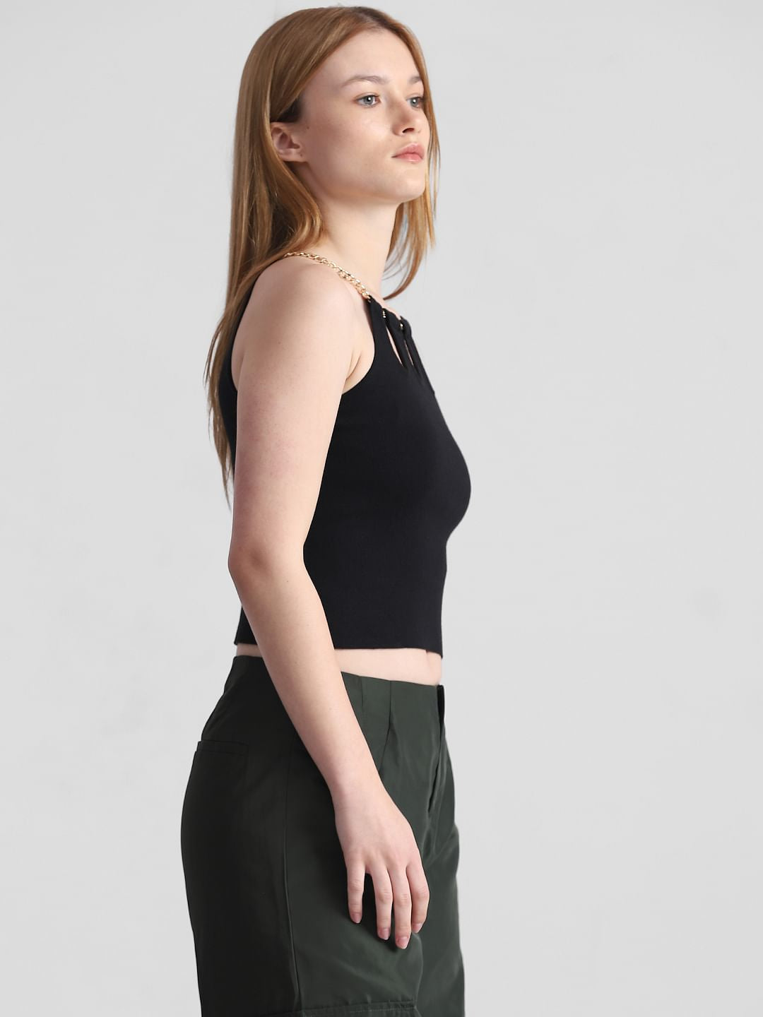 Black Chain Detail Tank Top