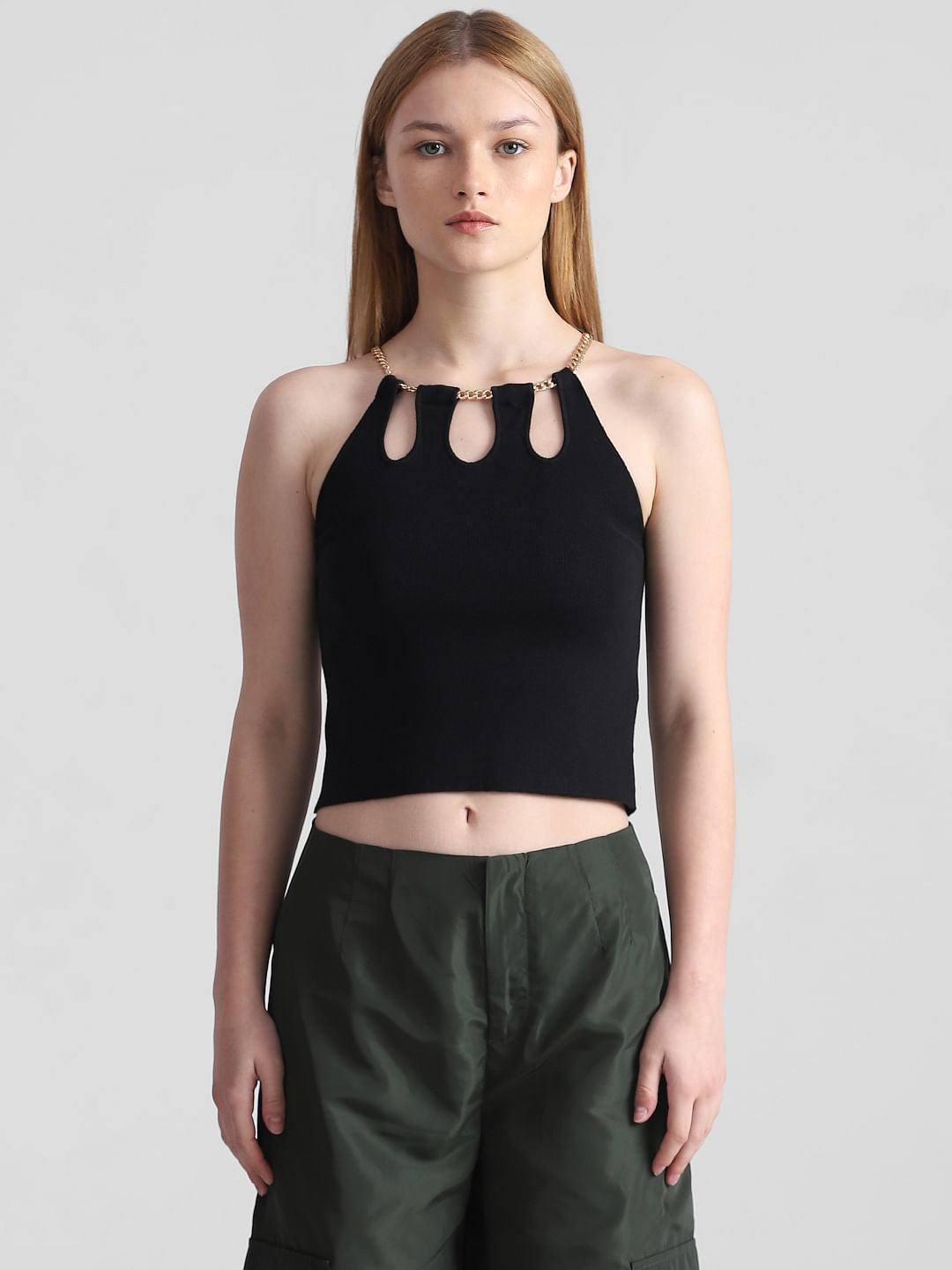 Black Chain Detail Tank Top