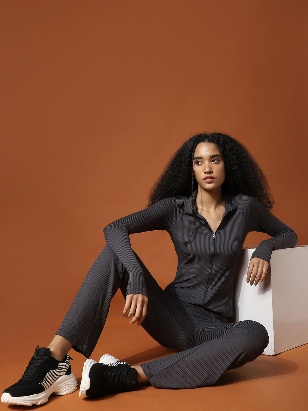 Play Dark Grey Ribbed Co-Ord Training Top