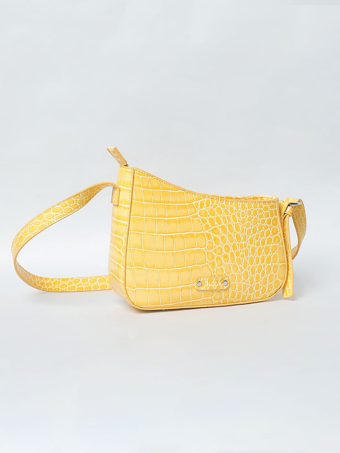 Yellow Textured Shoulder Bag