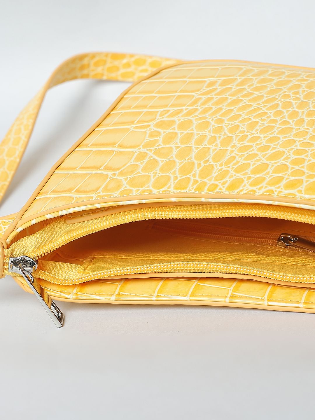 Yellow Textured Shoulder Bag