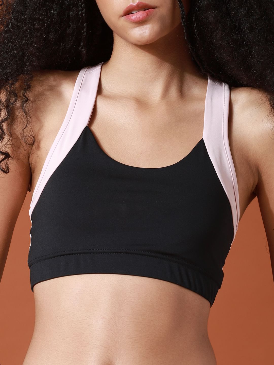 Black Colourblocked Sports Bra