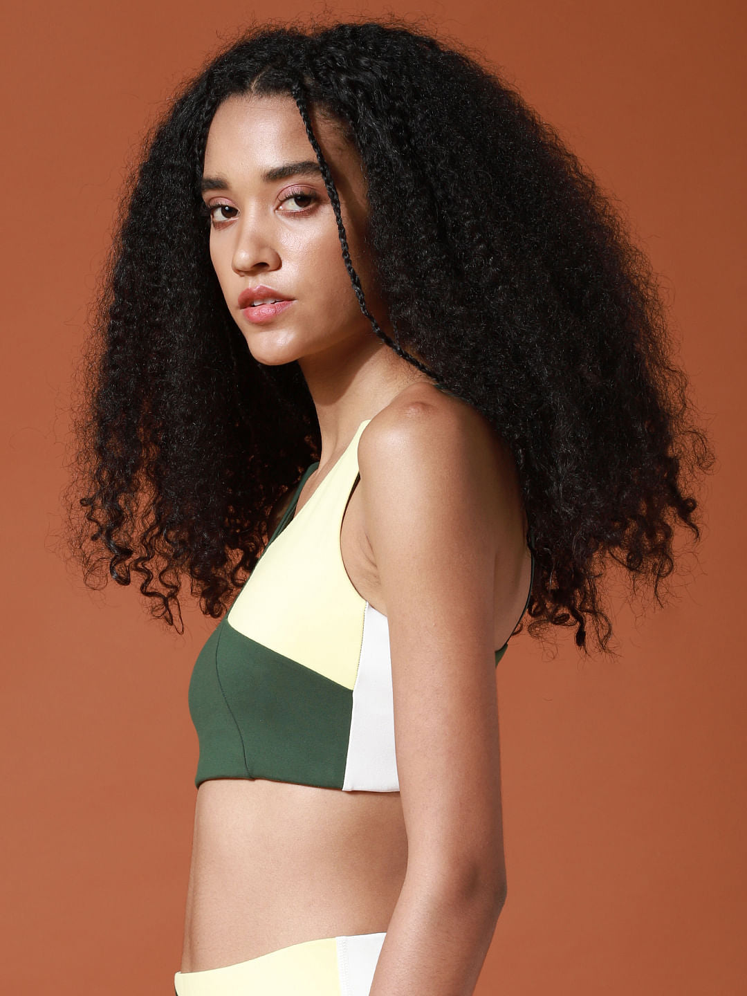 Green Colourblocked Co-Ord Sports Bra