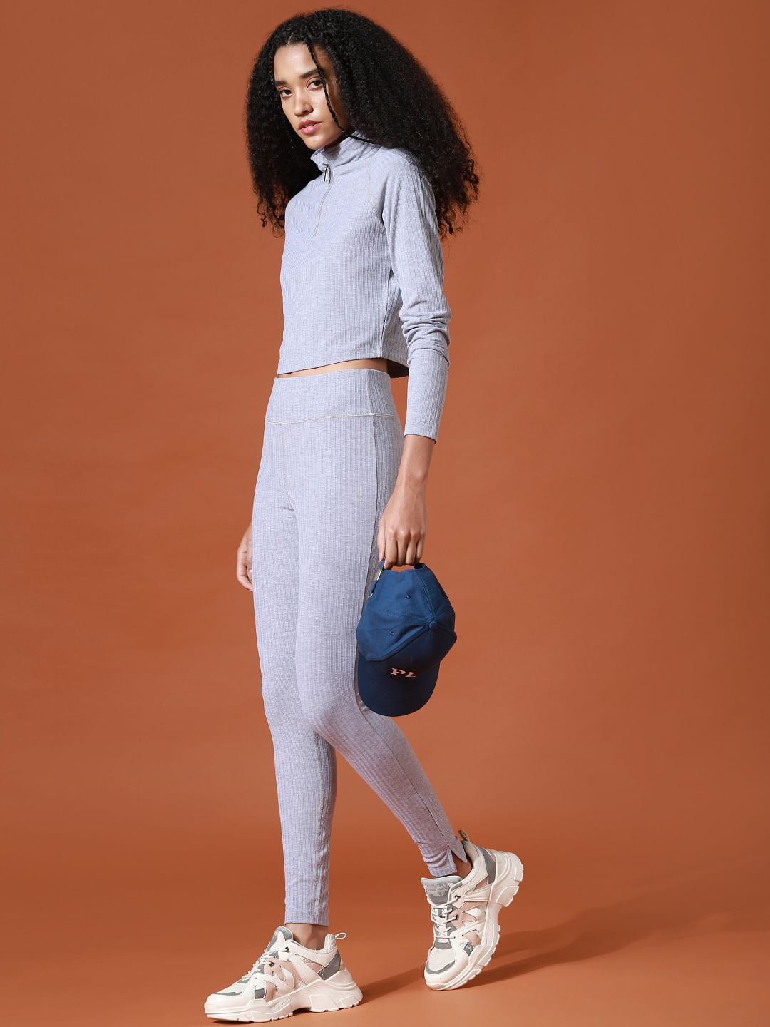 Play Grey High Rise Ribbed Co-Ord Leggings