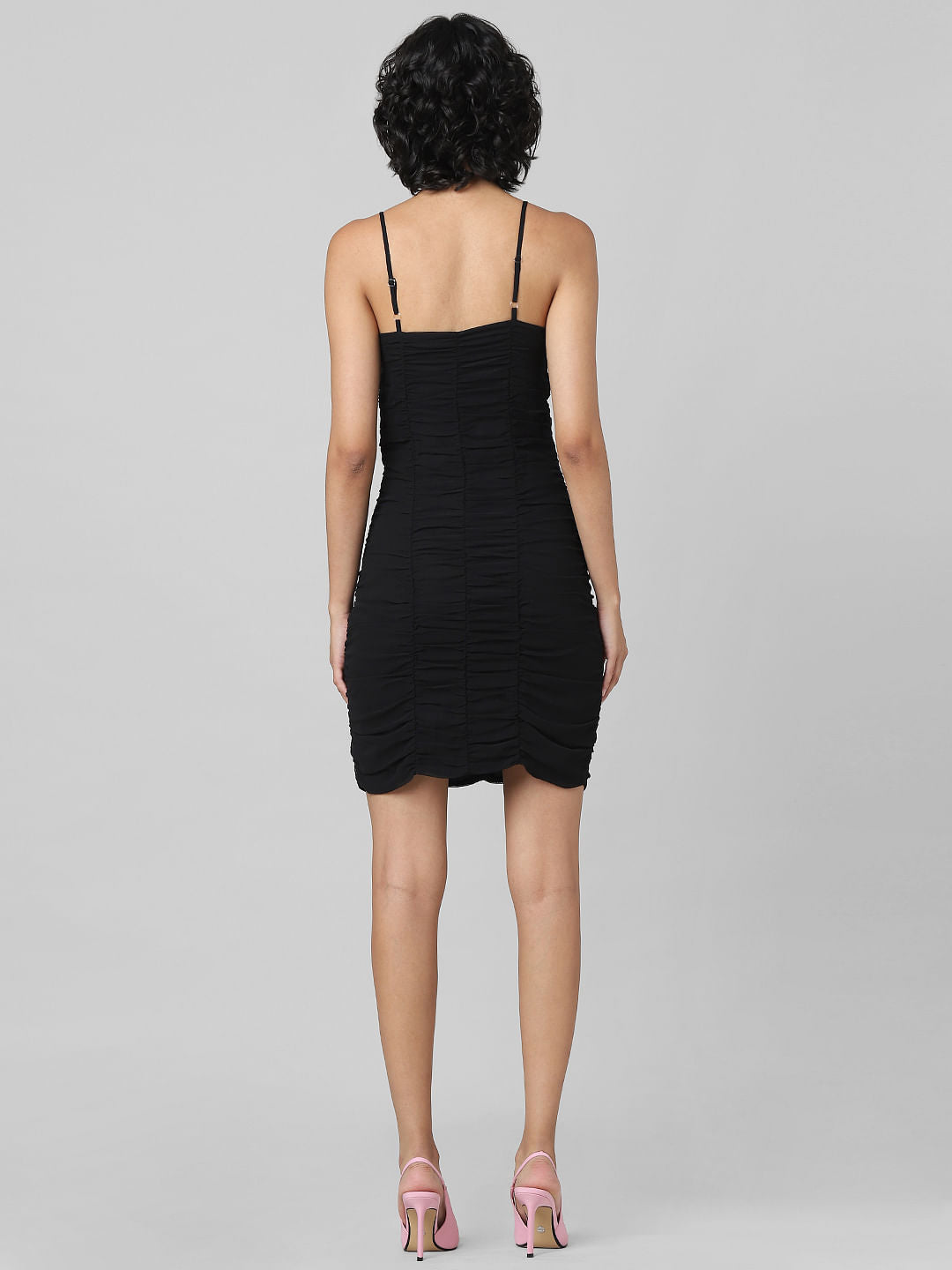 Black Ruched Bodycon Dress