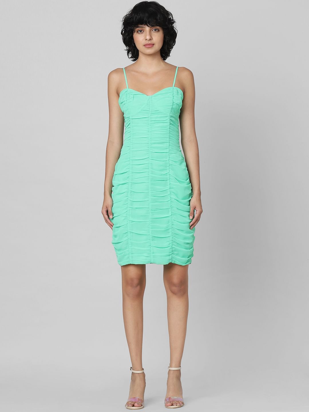 Green Ruched Bodycon Dress