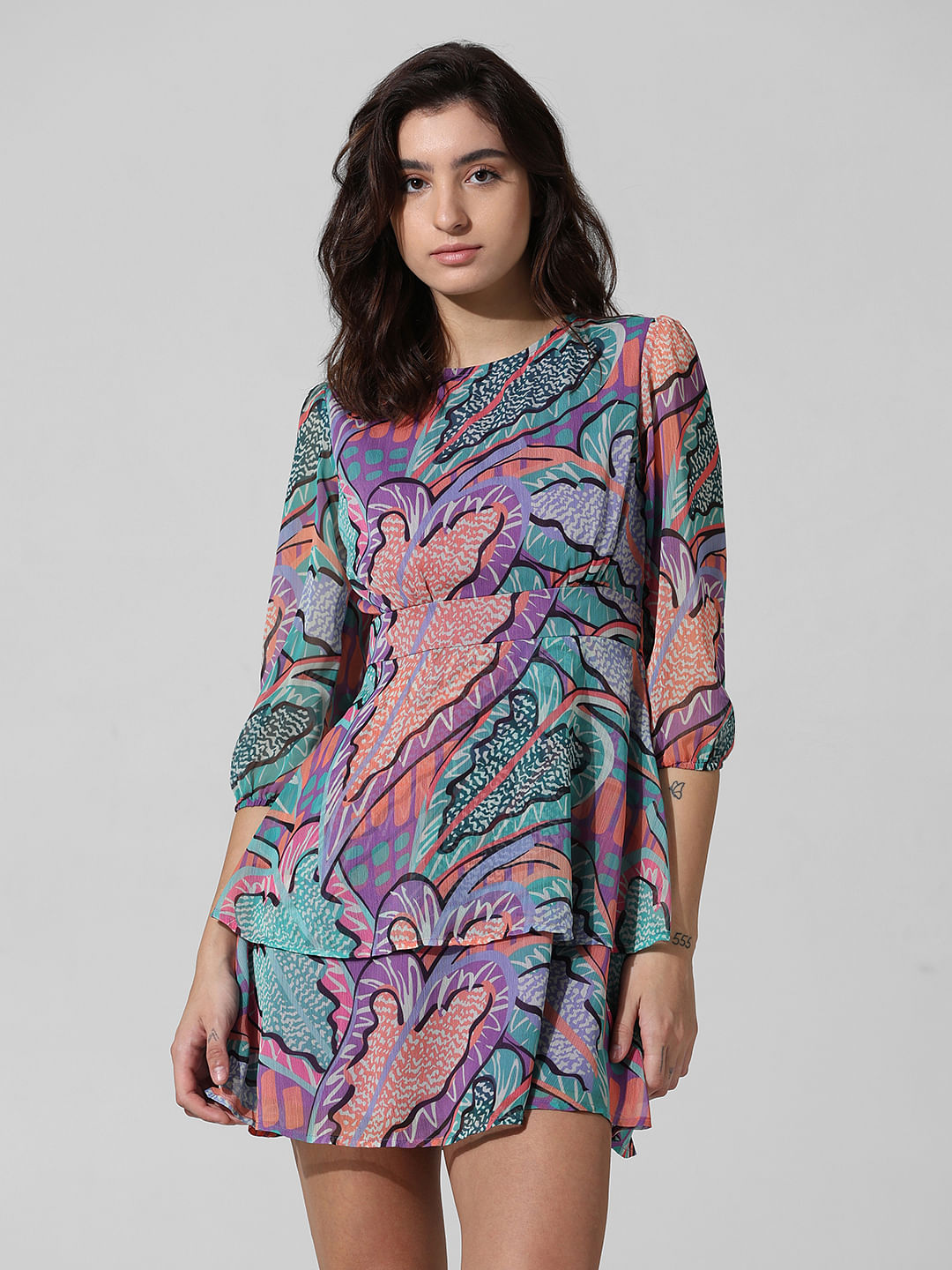Multi-Colour Printed Mini Dress