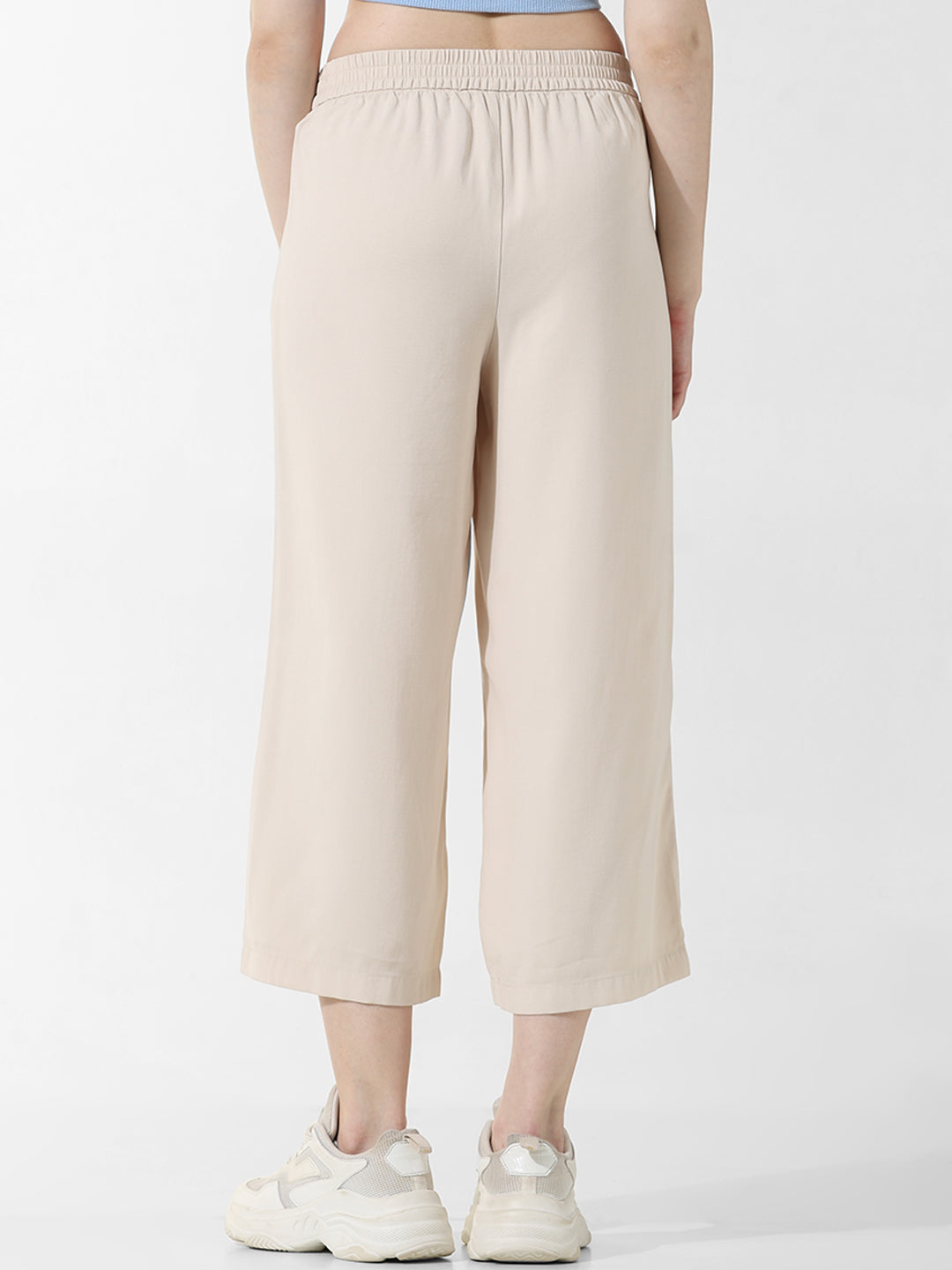Beige Straifht Fit Culottes