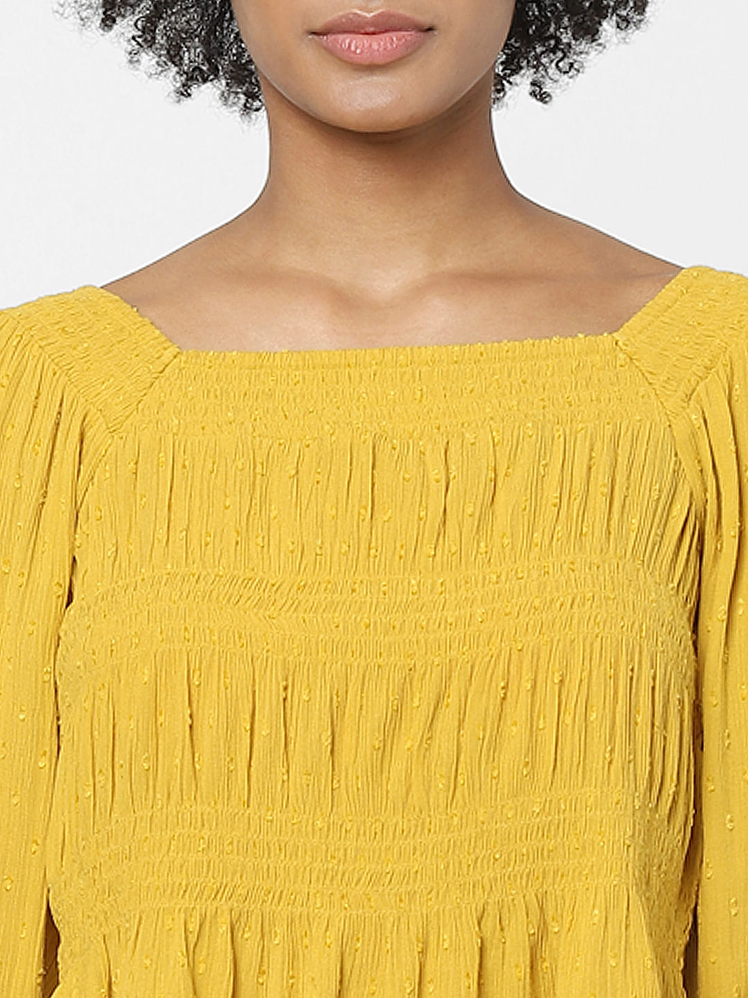 Yellow Dobby Crop Top