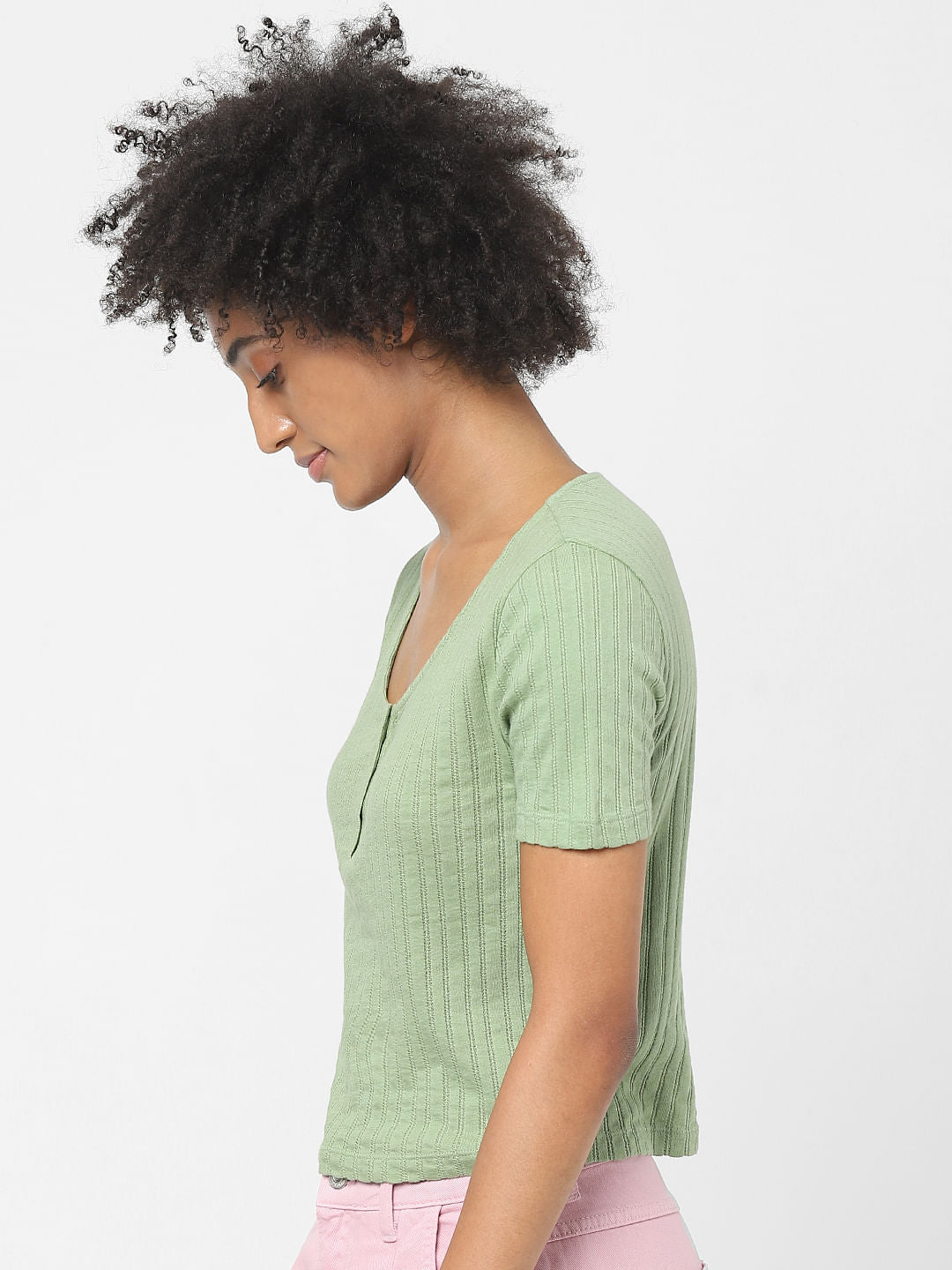 Green Ribbed T-Shirt
