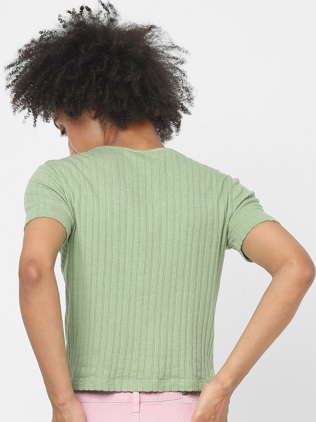 Green Ribbed T-Shirt