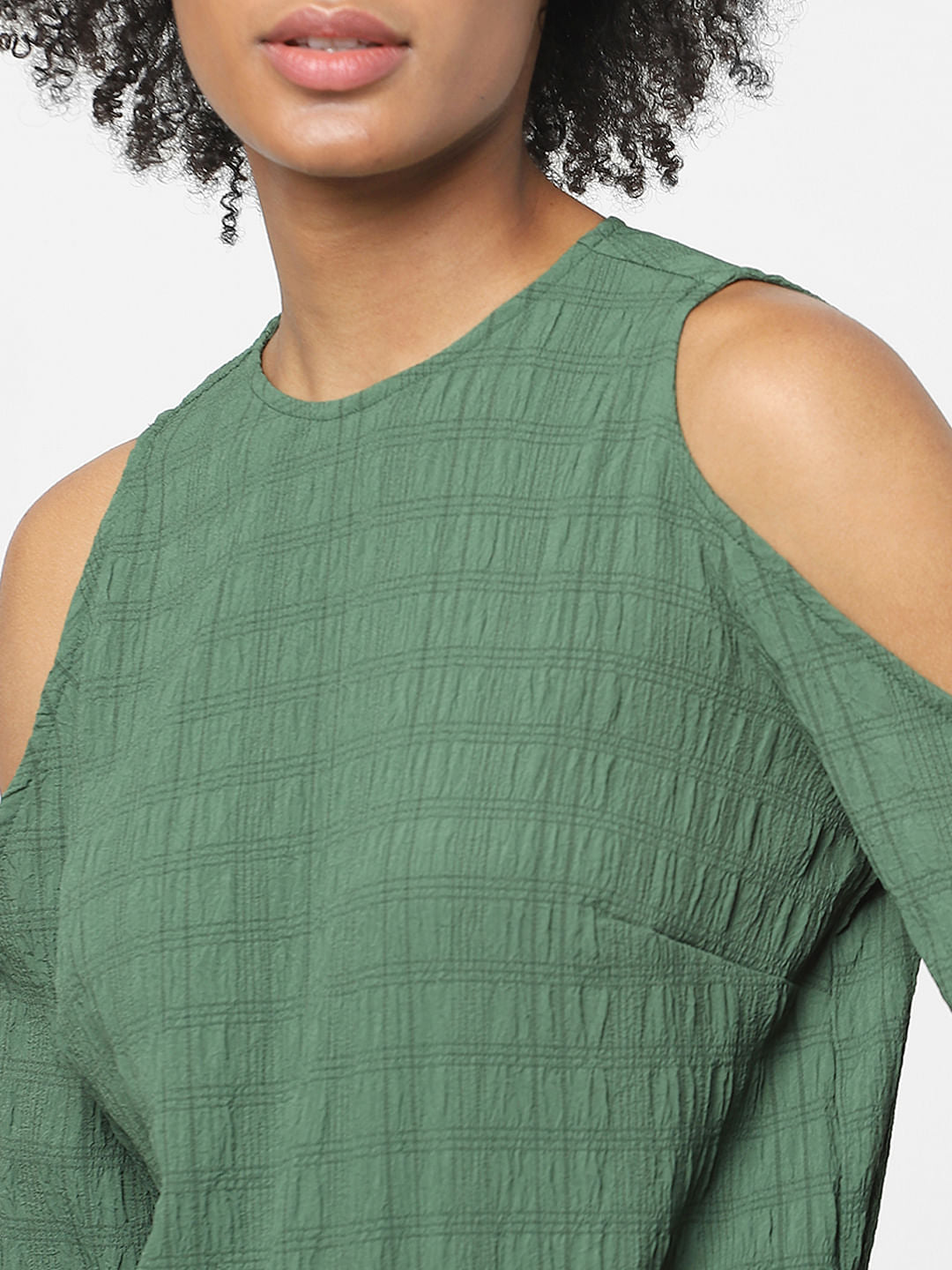 Green Cold Shoulder Top