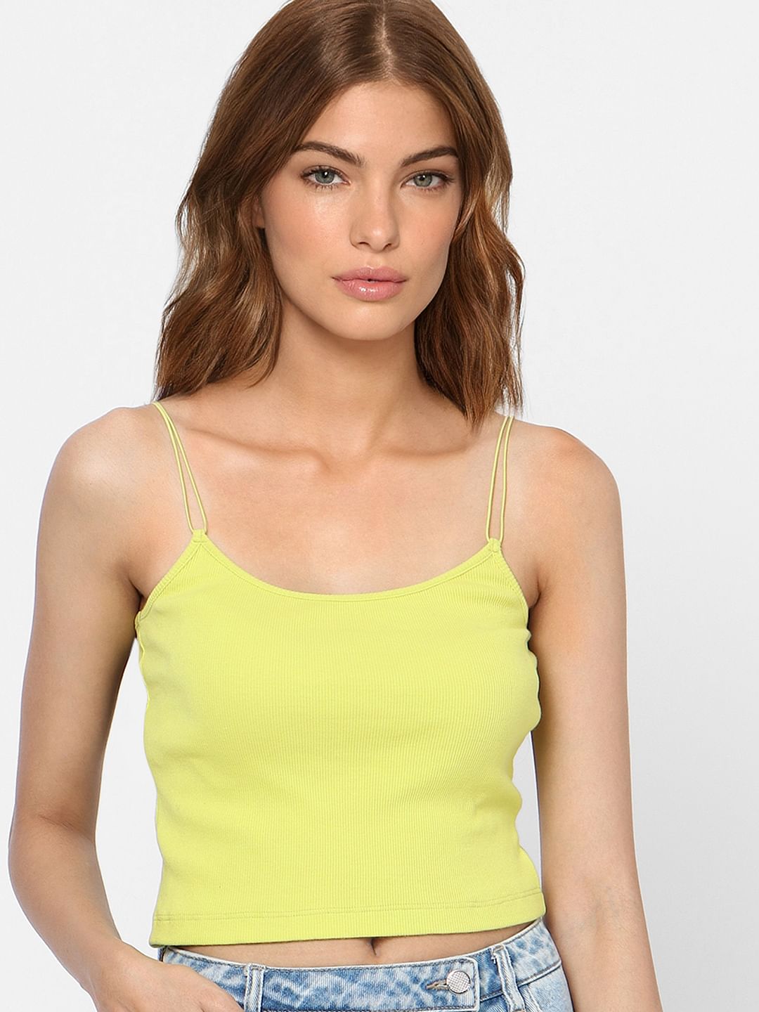Yellow Strappy Crop Top