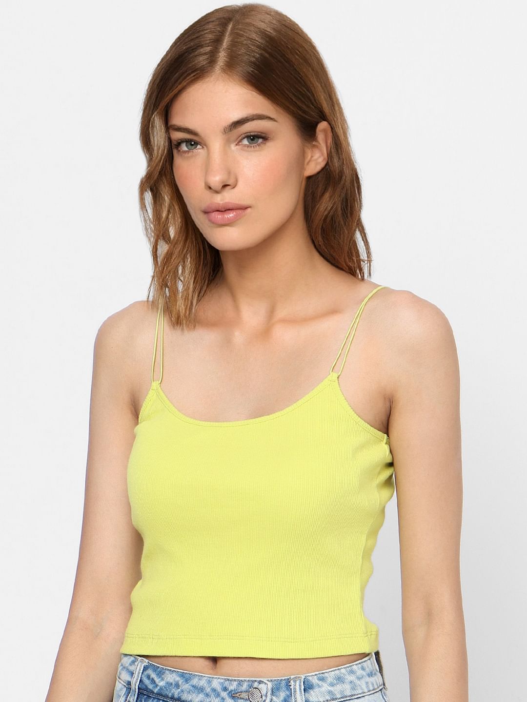 Yellow Strappy Crop Top