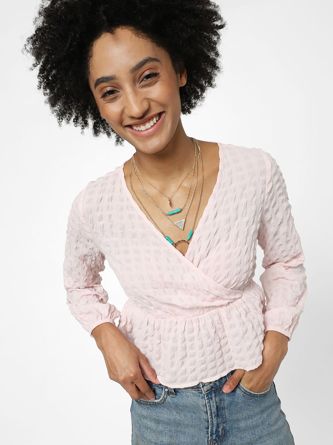 Pink Peplum Crop Top