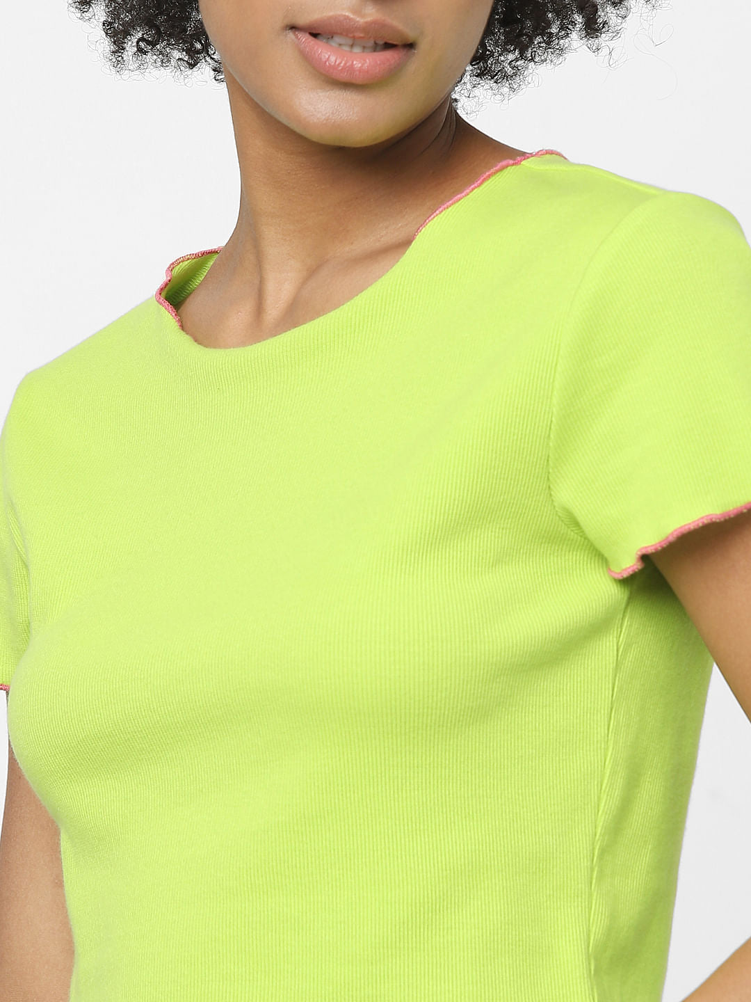 Yellow Ribbed Crop Top