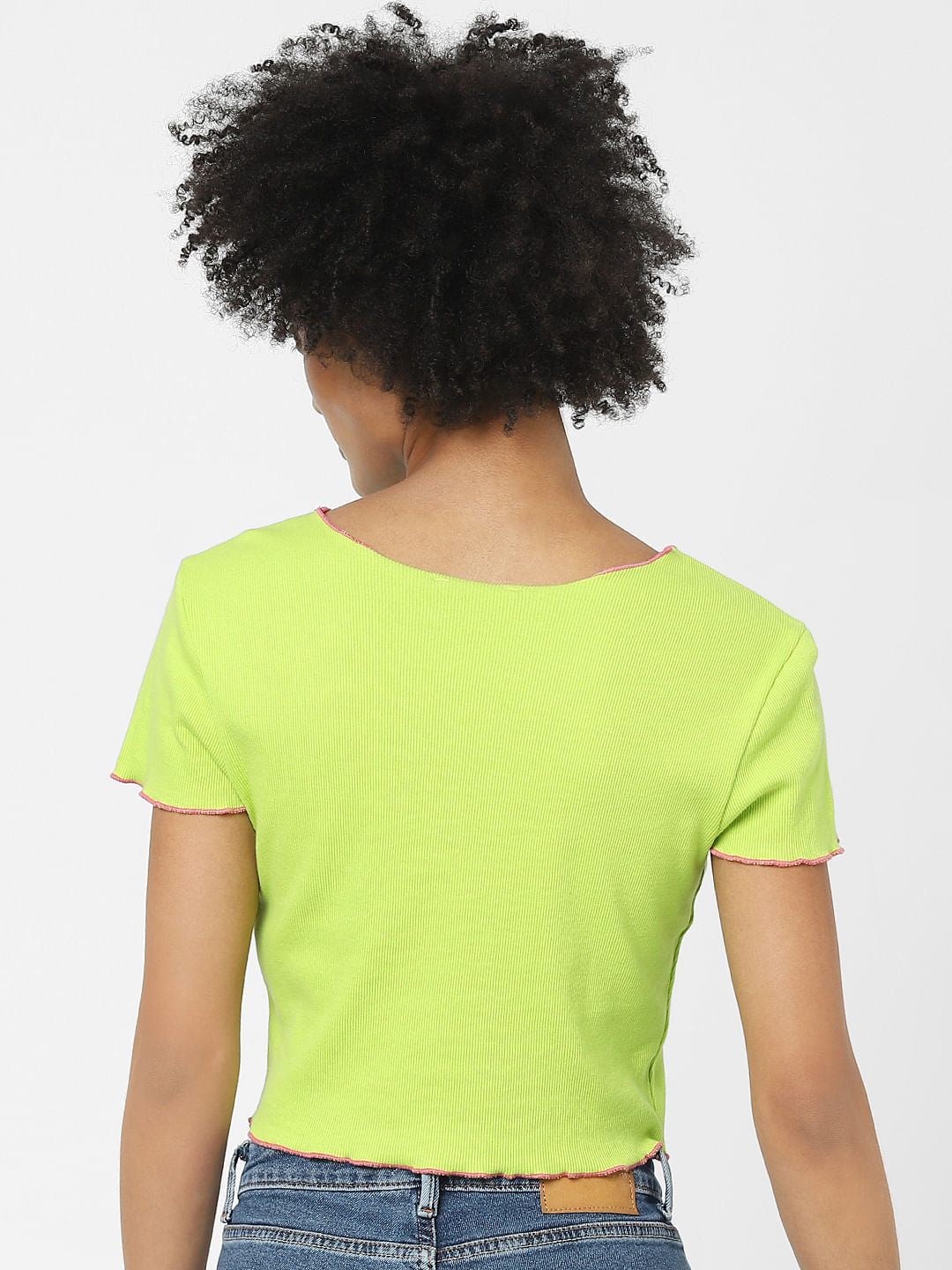 Yellow Ribbed Crop Top