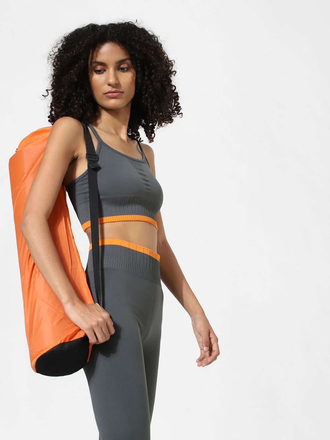 Dark Grey Strappy Co-Ord Sports Bra