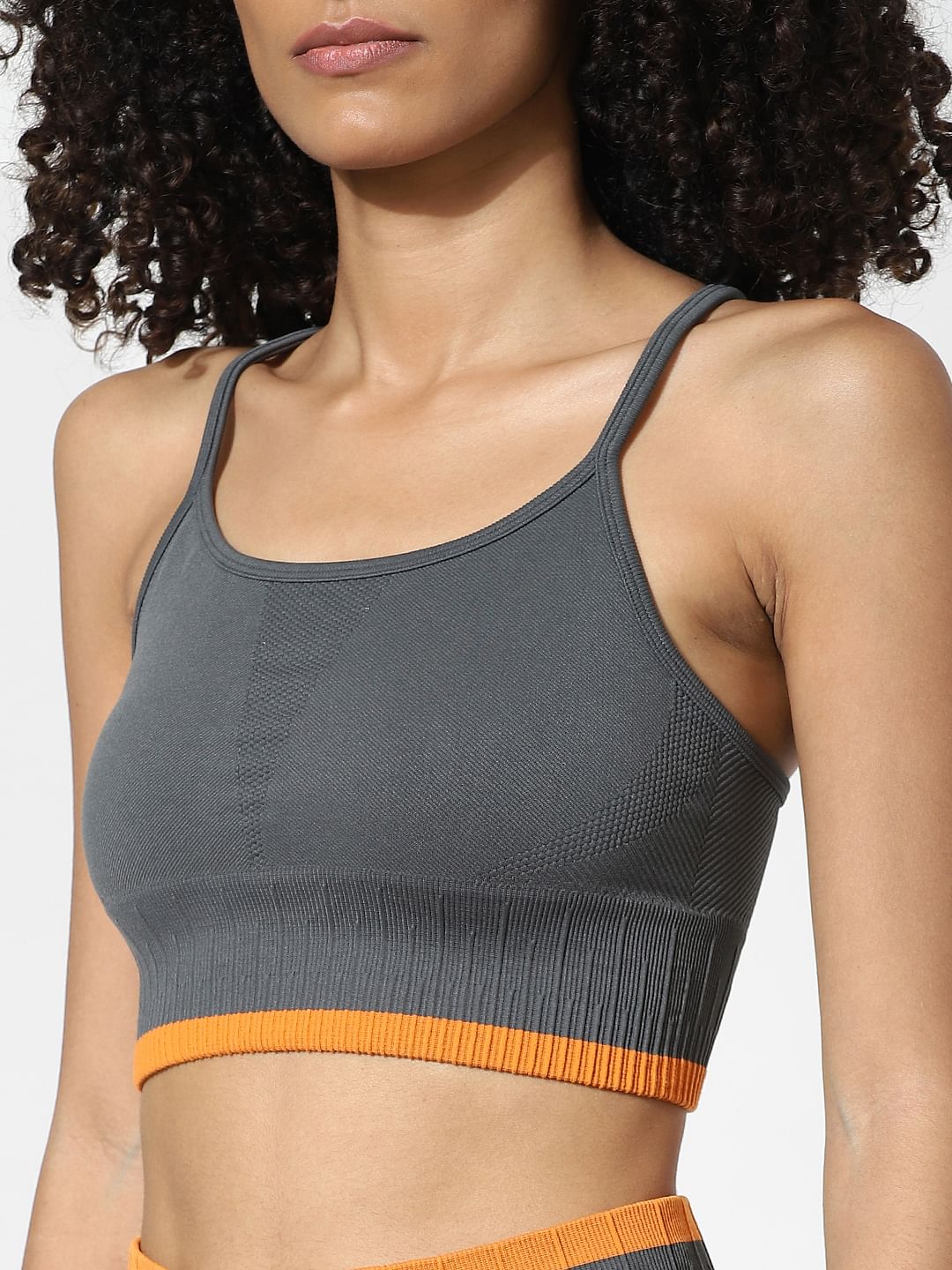 Dark Grey Strappy Co-Ord Sports Bra