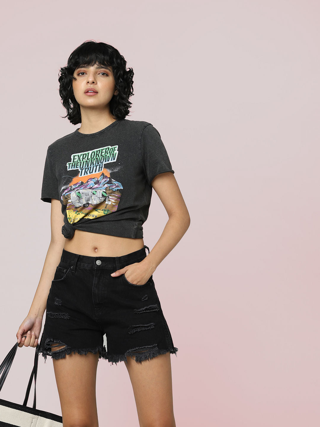 Black Graphic Print T-Shirt