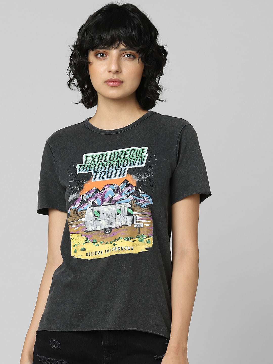 Black Graphic Print T-Shirt