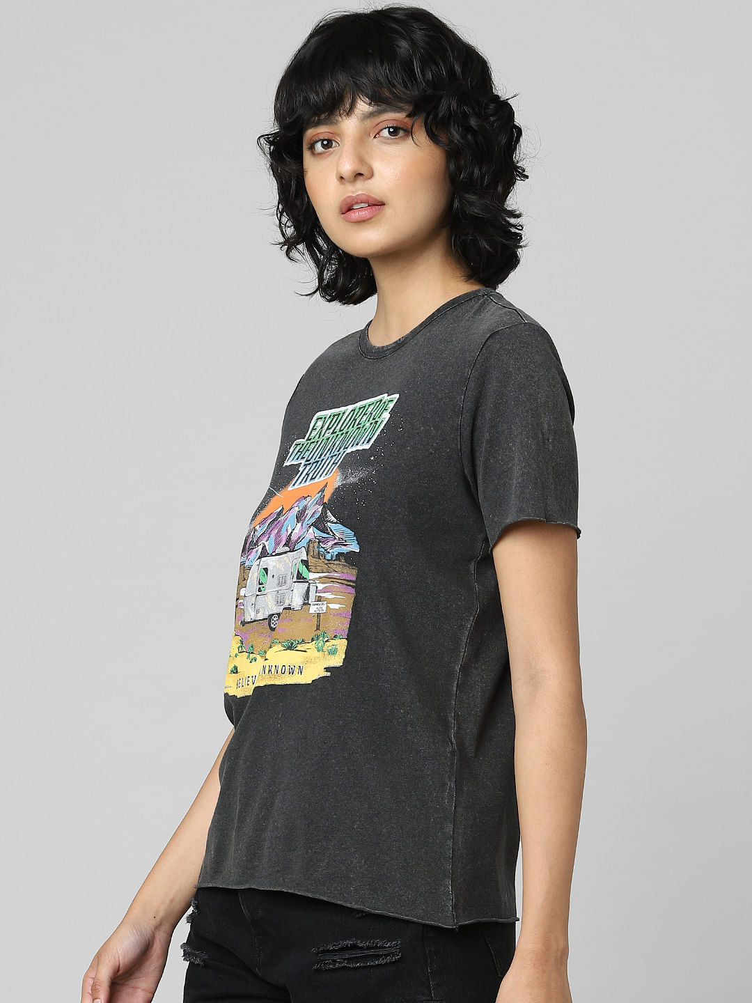 Black Graphic Print T-Shirt